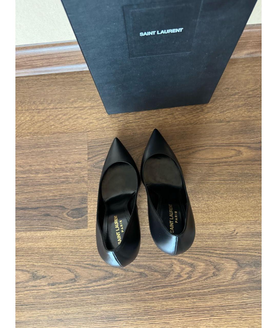 SAINT LAURENT Черные кожаные туфли, фото 3