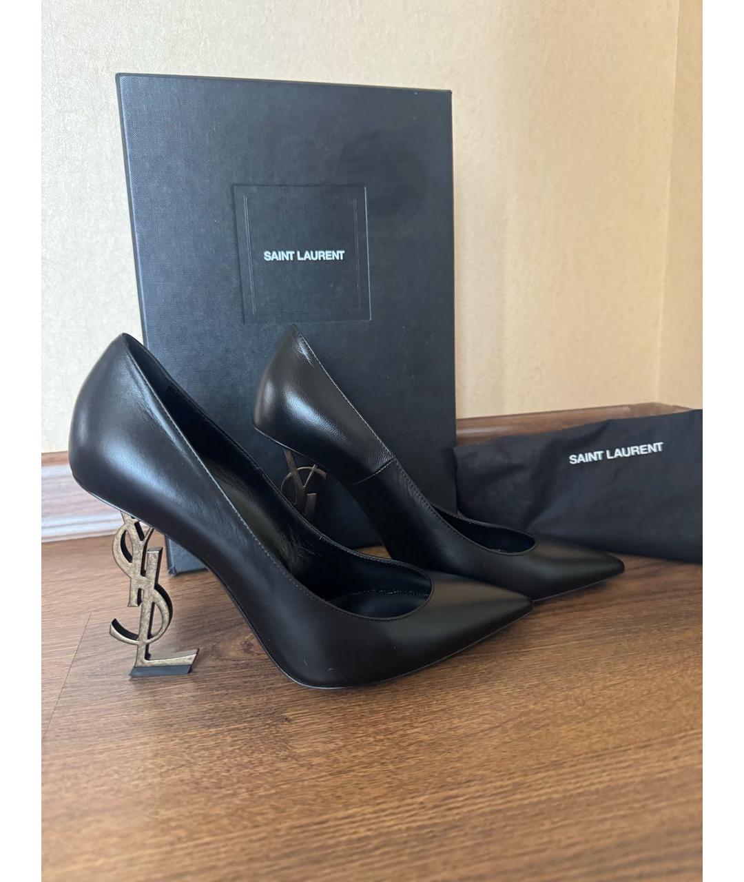 SAINT LAURENT Черные кожаные туфли, фото 5