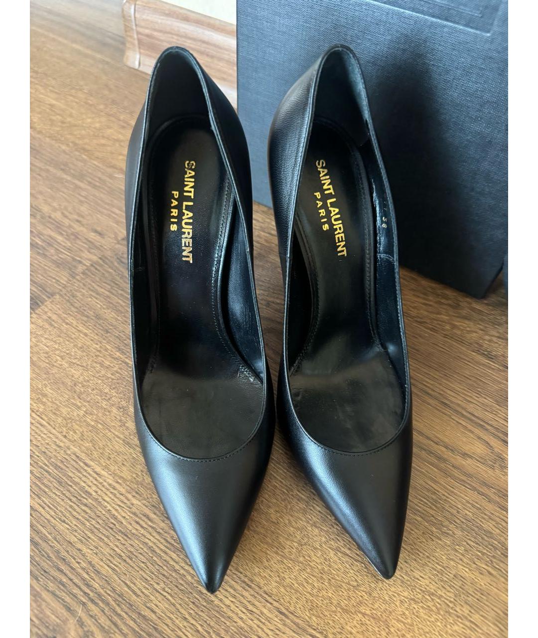 SAINT LAURENT Черные кожаные туфли, фото 2