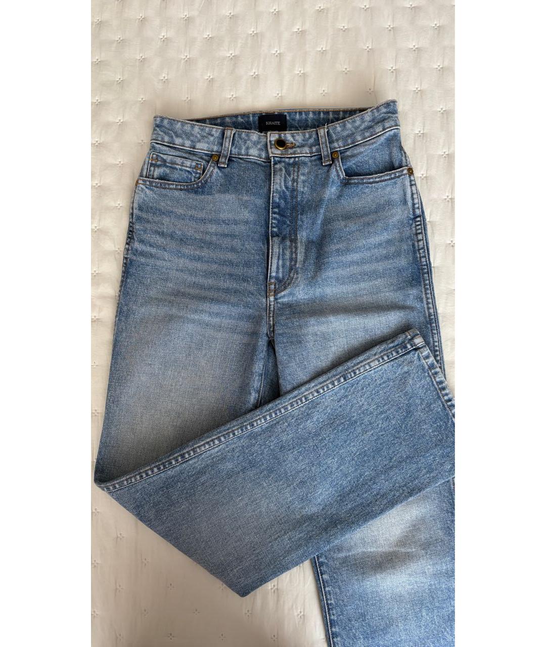 KHAITE Голубые хлопковые прямые джинсы, фото 3