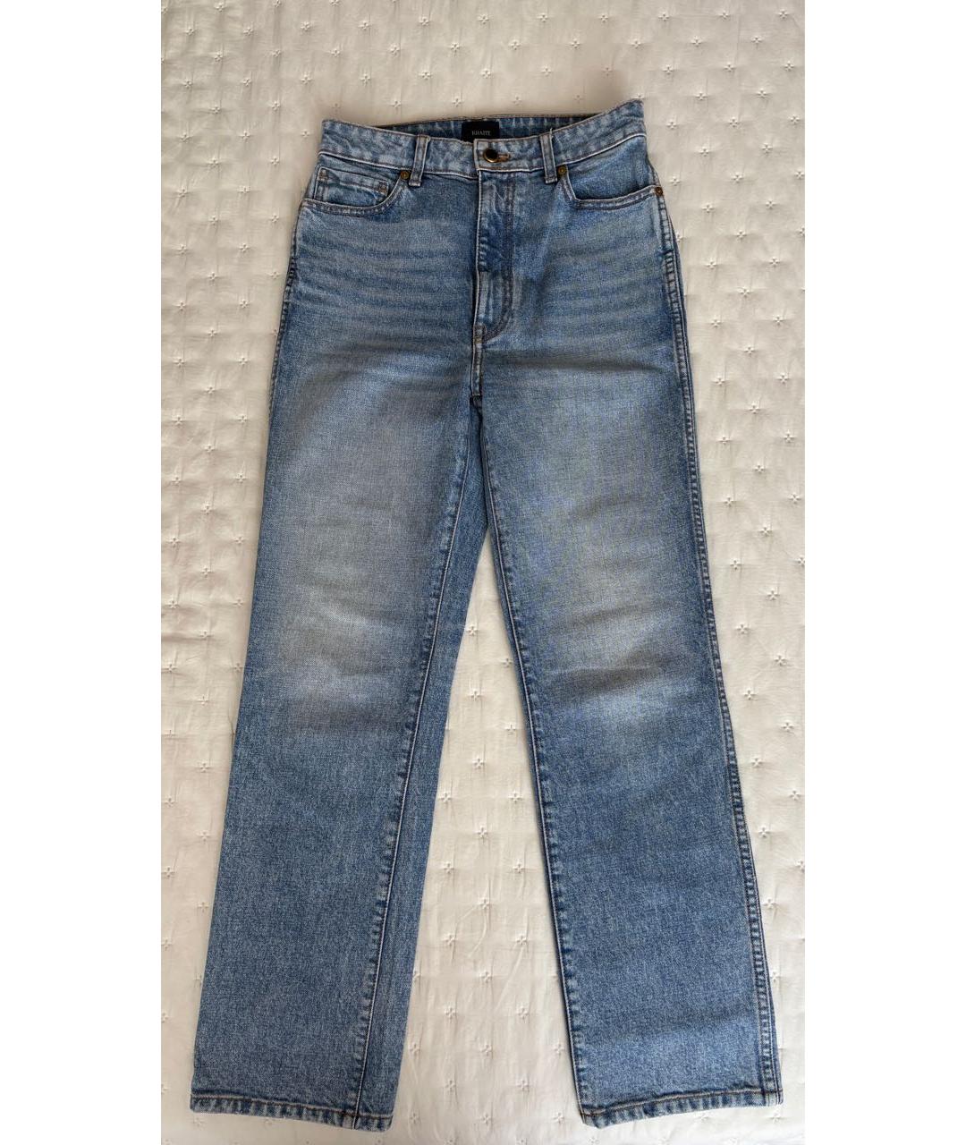 KHAITE Голубые хлопковые прямые джинсы, фото 2