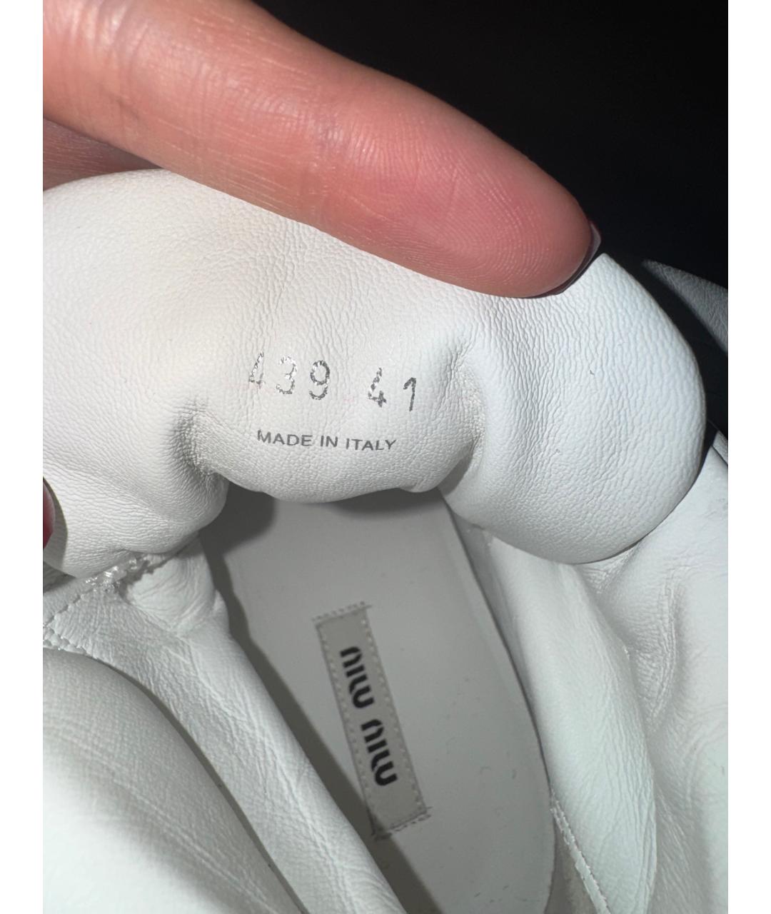 MIU MIU Белые кожаные кроссовки, фото 6