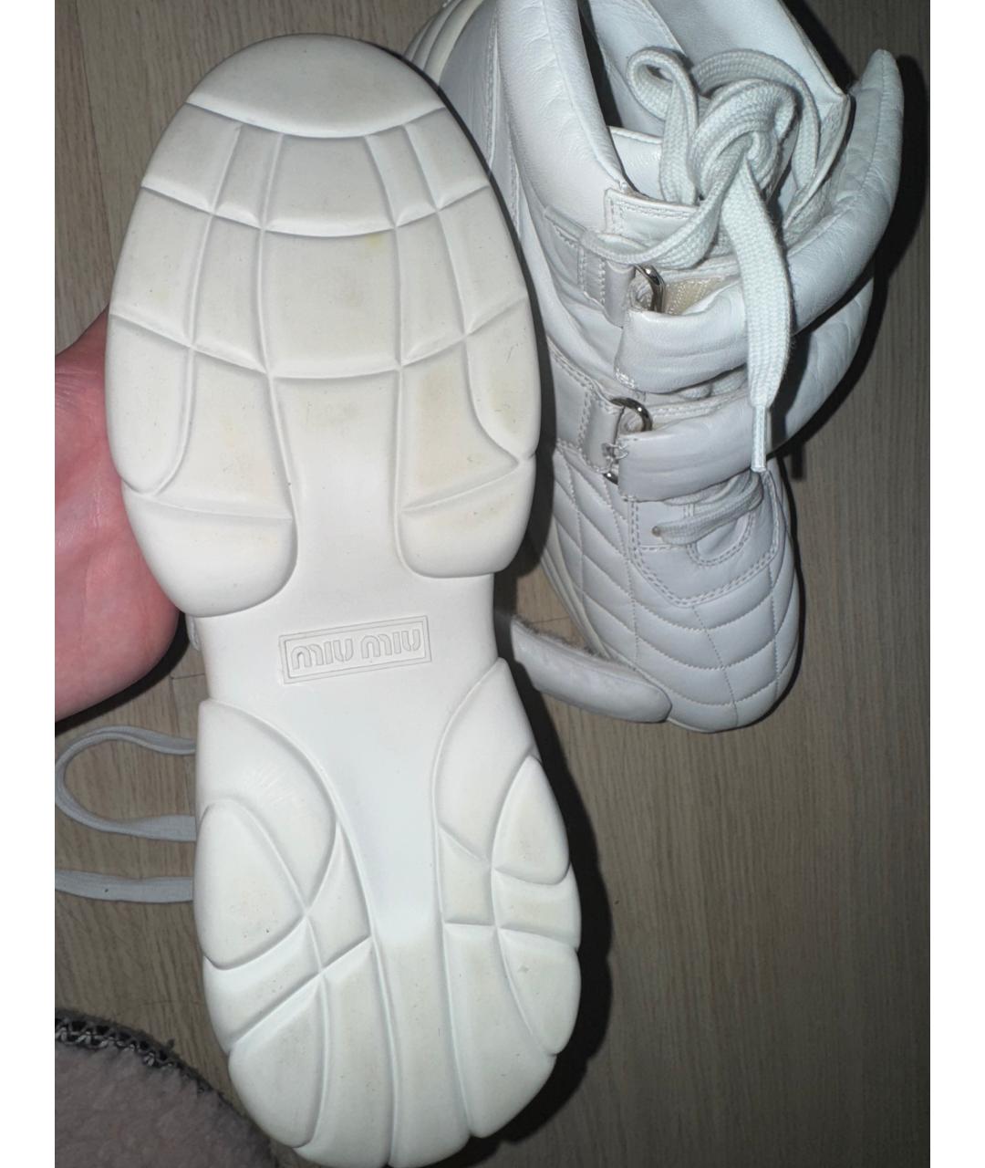 MIU MIU Белые кожаные кроссовки, фото 5