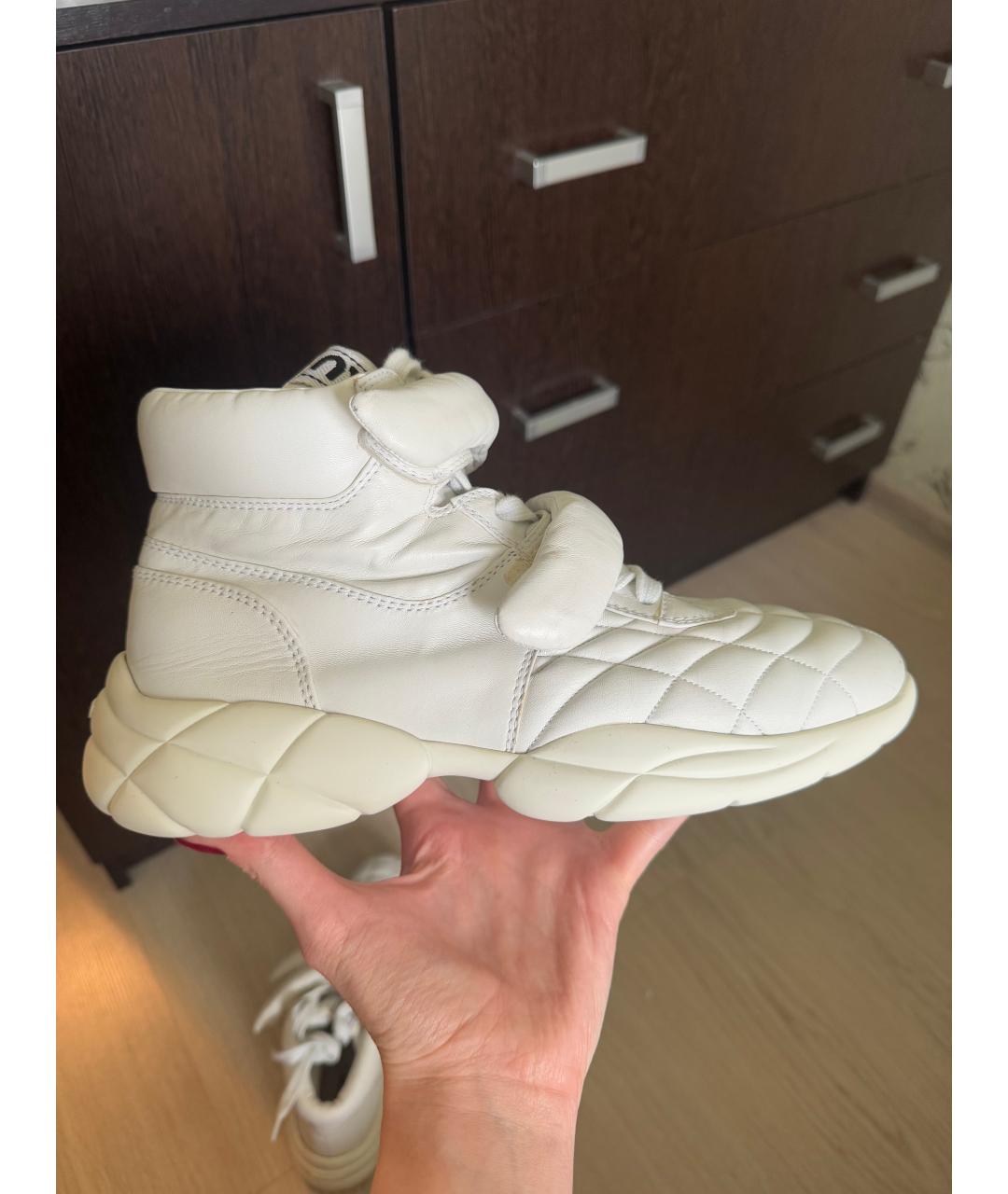 MIU MIU Белые кожаные кроссовки, фото 9