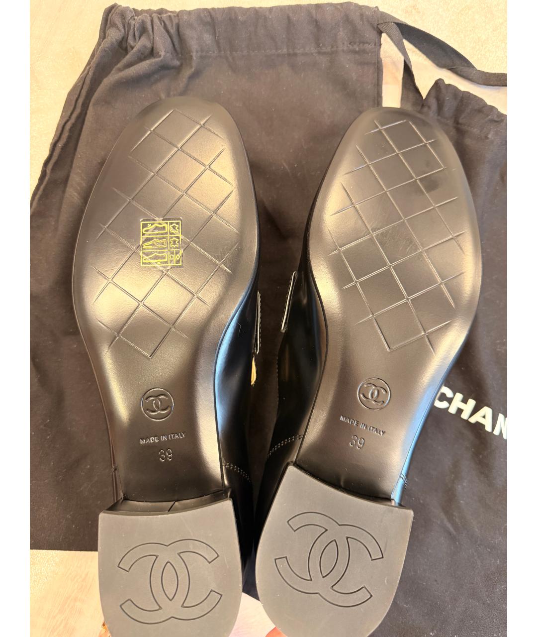 CHANEL Черные кожаные лоферы, фото 5