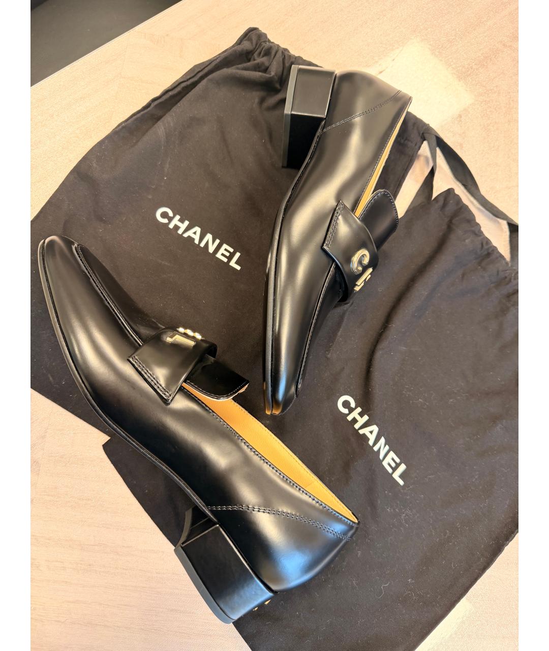 CHANEL Черные кожаные лоферы, фото 7
