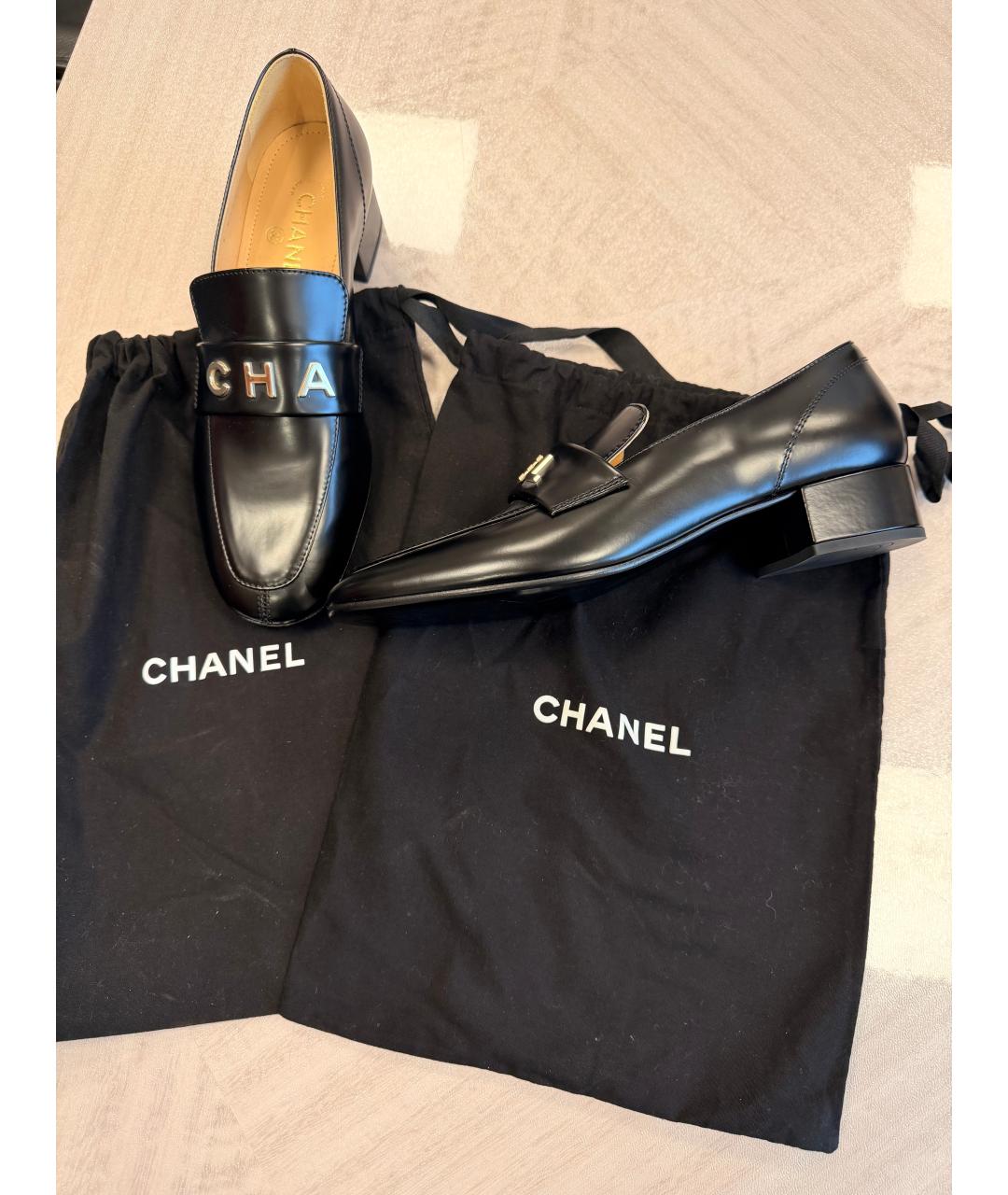 CHANEL Черные кожаные лоферы, фото 6