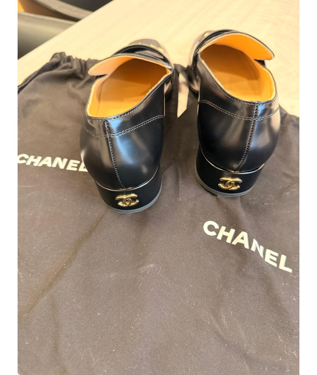 CHANEL Черные кожаные лоферы, фото 4