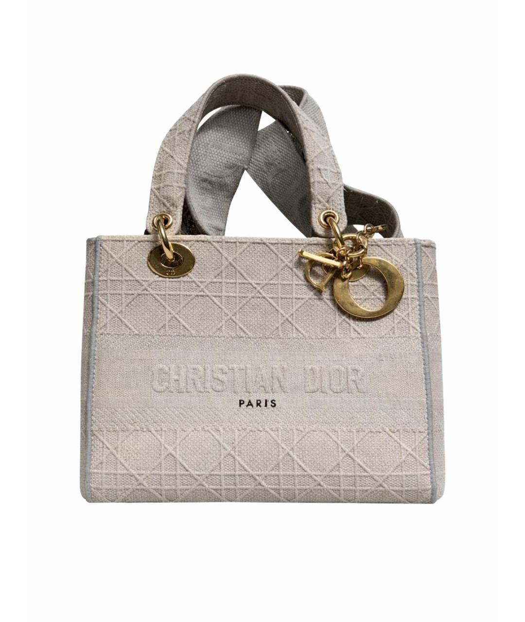 CHRISTIAN DIOR Серая жаккардовая сумка с короткими ручками, фото 1