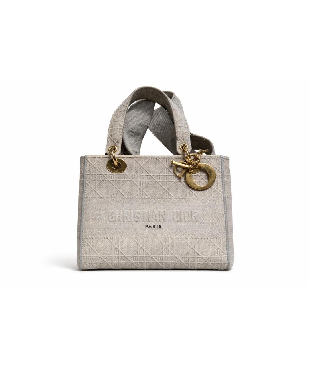 CHRISTIAN DIOR Серая жаккардовая сумка с короткими ручками, фото 7
