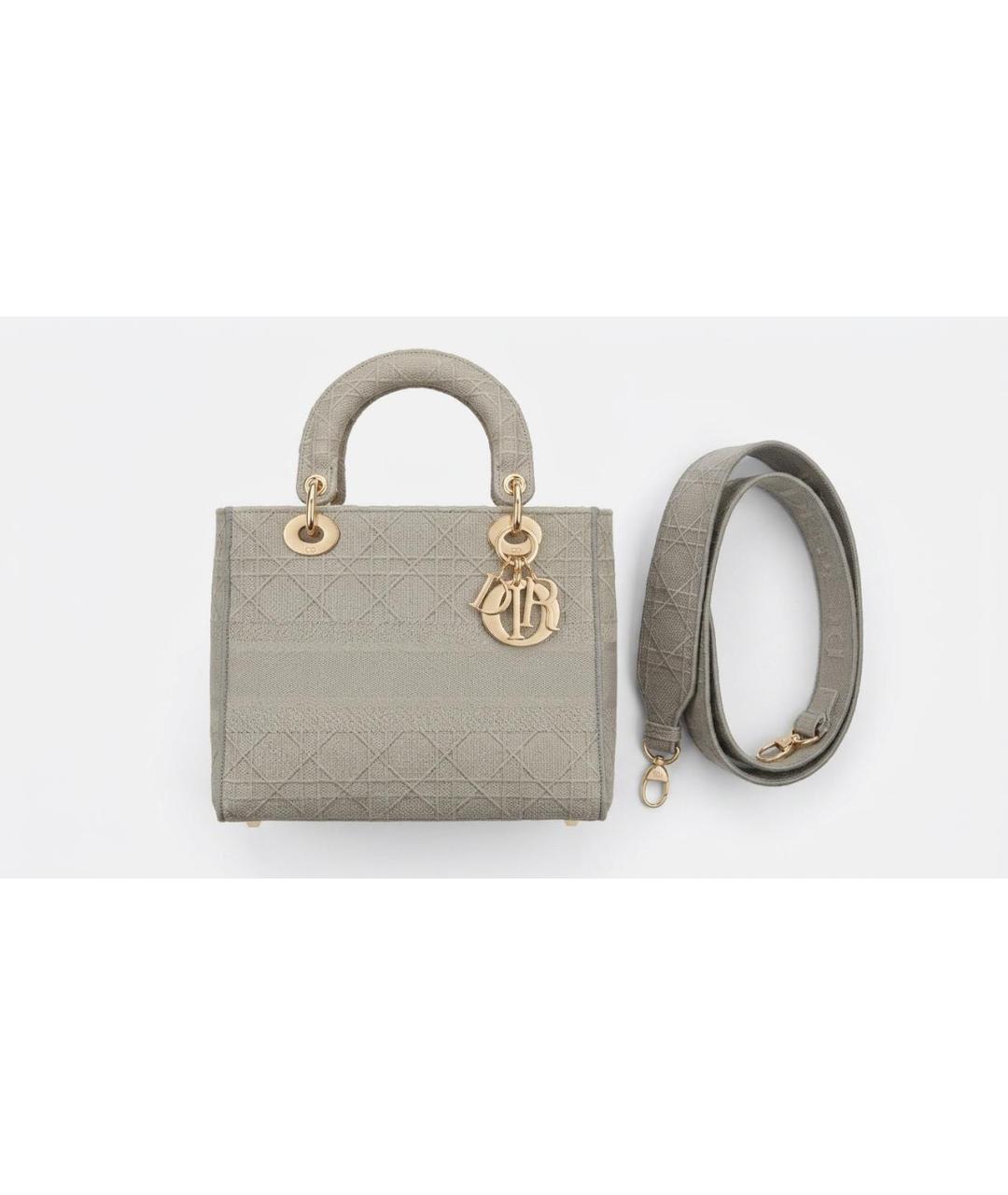 CHRISTIAN DIOR Серая жаккардовая сумка с короткими ручками, фото 3