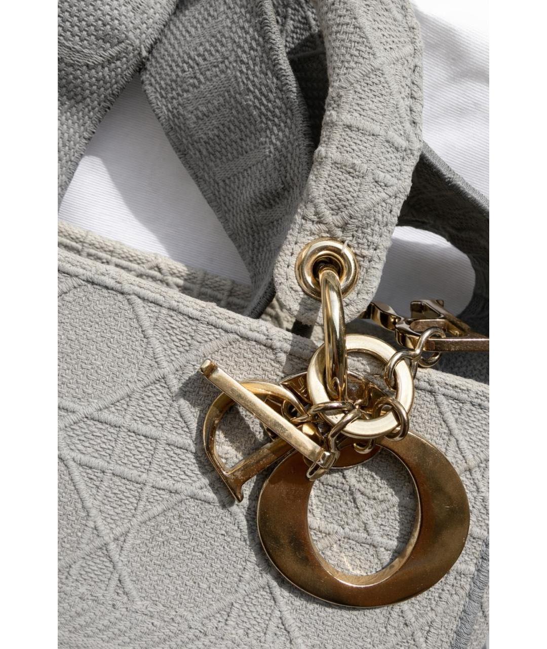 CHRISTIAN DIOR Серая жаккардовая сумка с короткими ручками, фото 4