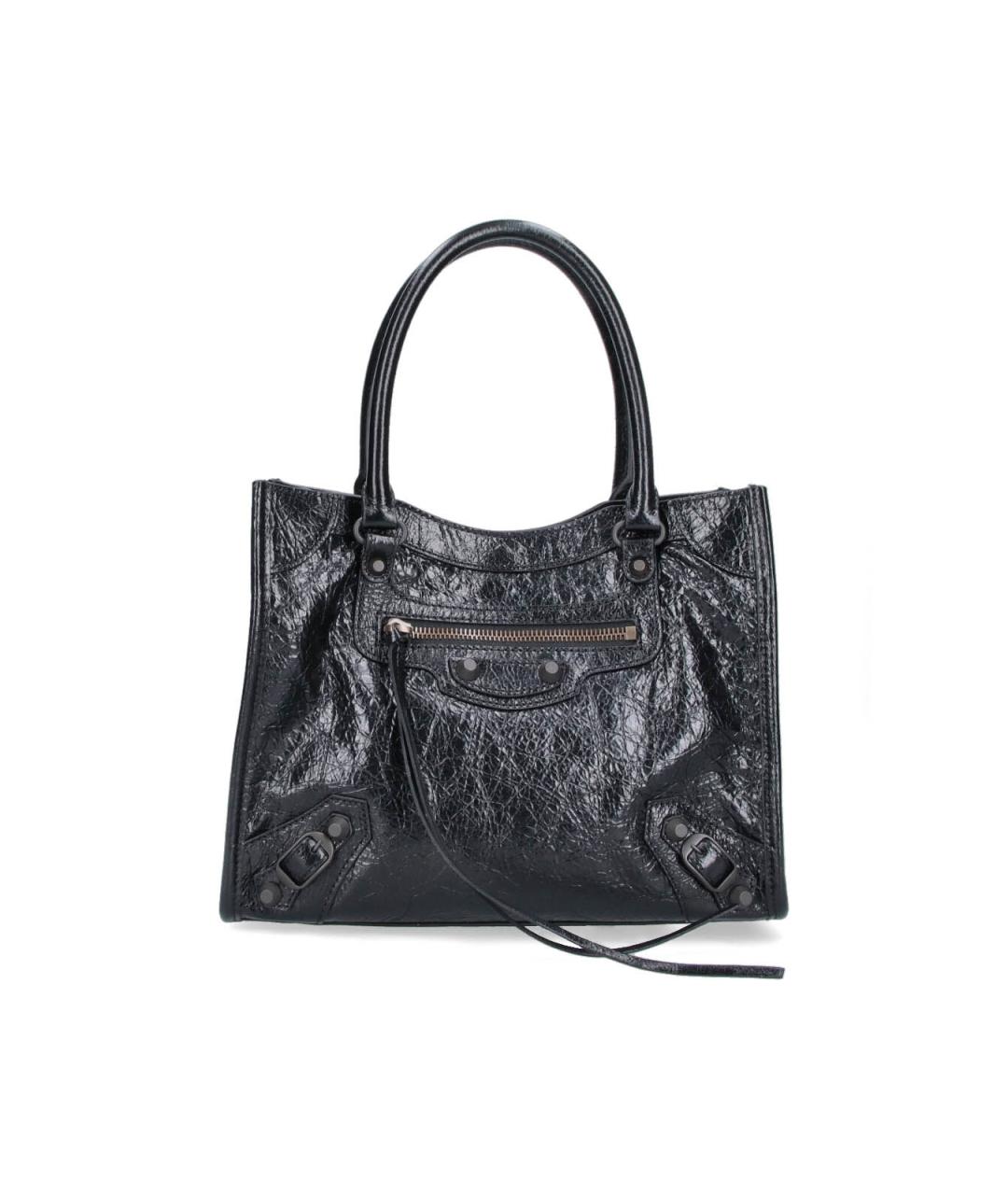 BALENCIAGA Черная кожаная сумка тоут, фото 1