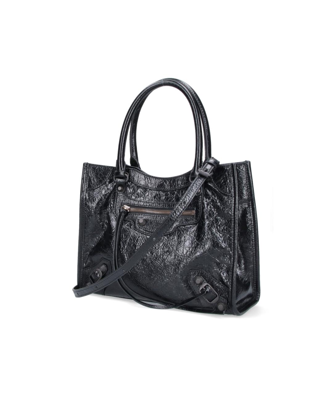 BALENCIAGA Черная кожаная сумка тоут, фото 2