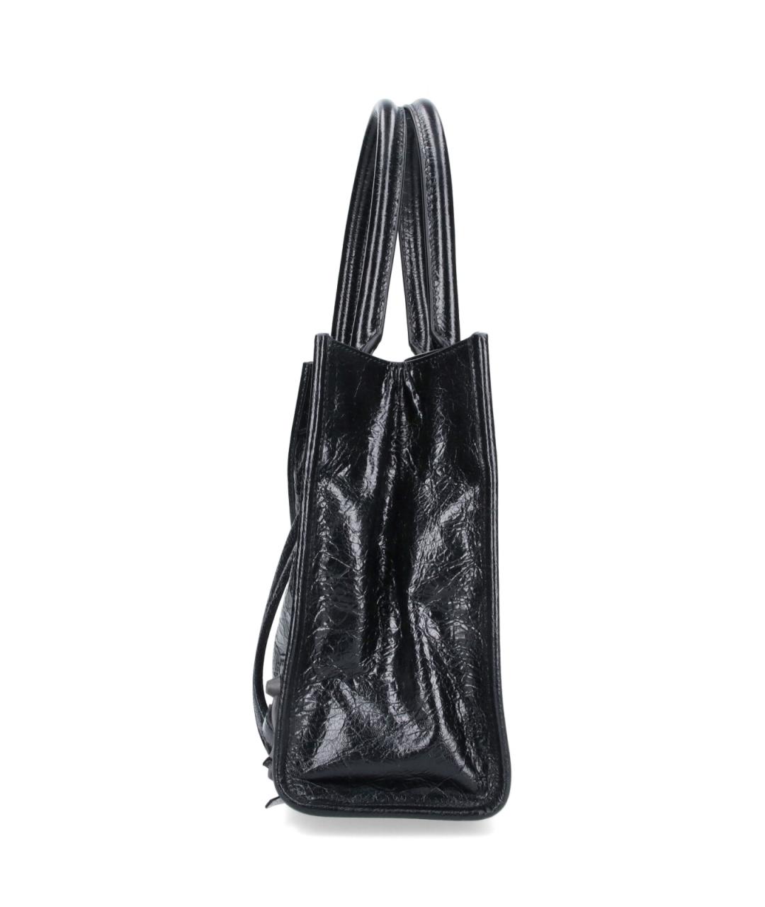 BALENCIAGA Черная кожаная сумка тоут, фото 5