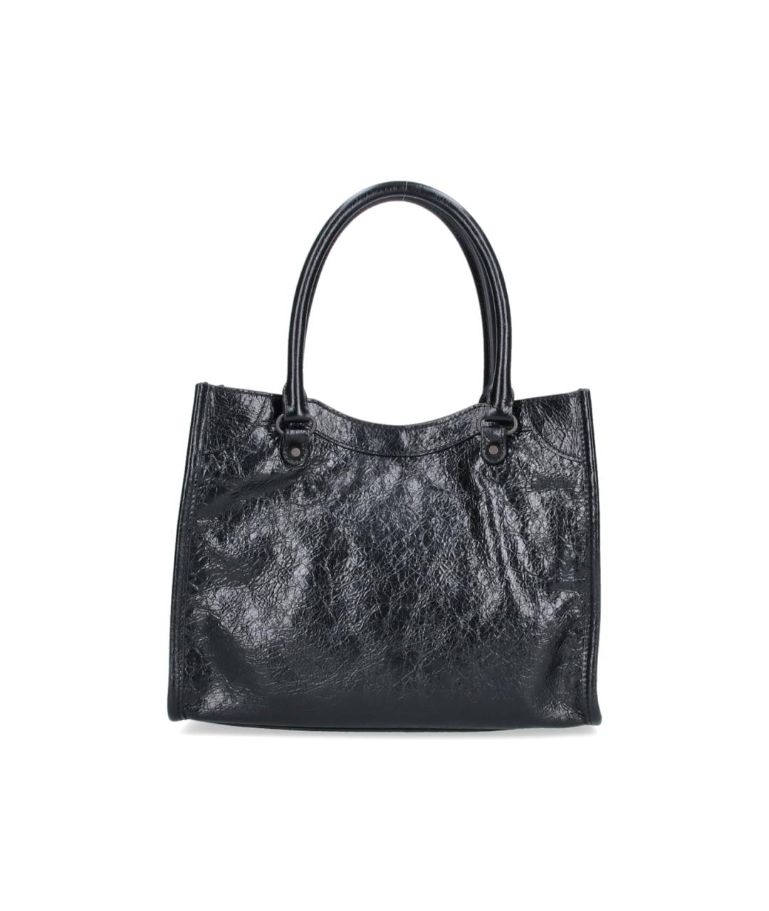 BALENCIAGA Черная кожаная сумка тоут, фото 3