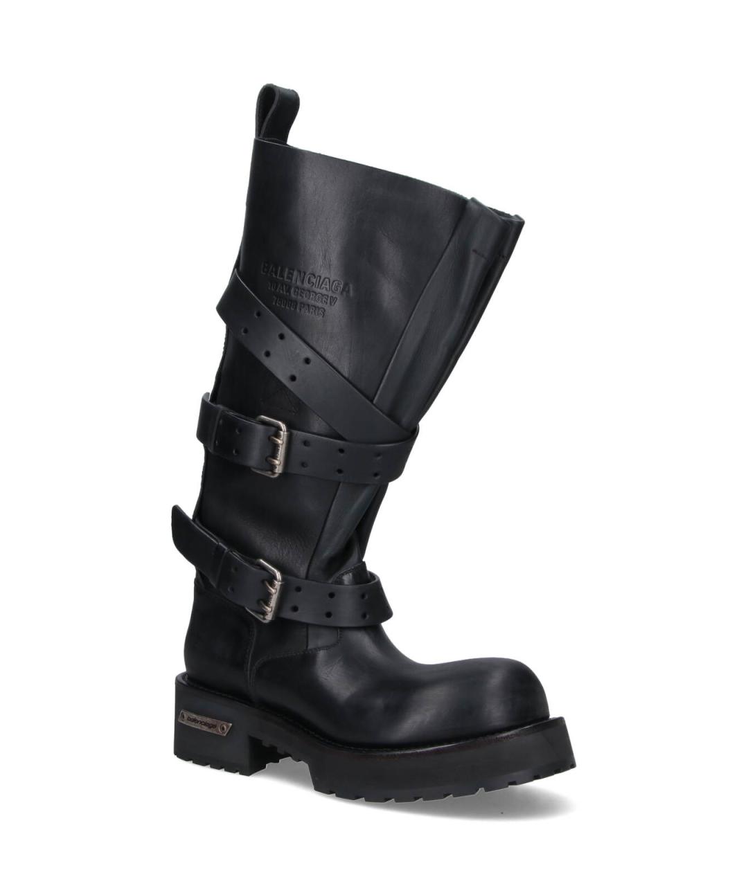 BALENCIAGA Черные кожаные сапоги, фото 1