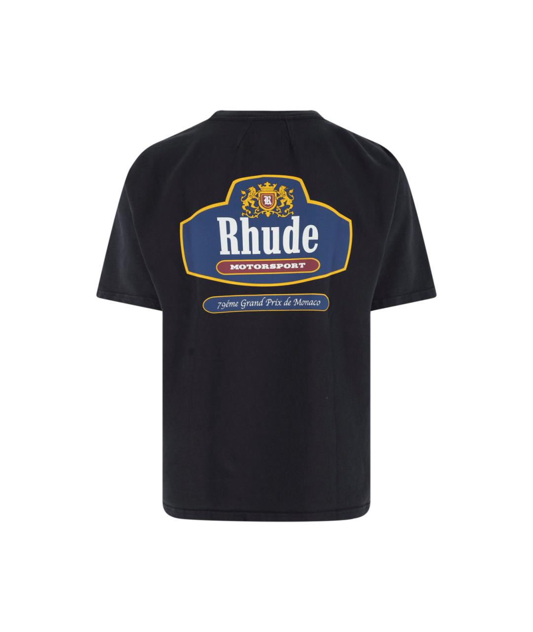 RHUDE Черная хлопковая футболка, фото 2