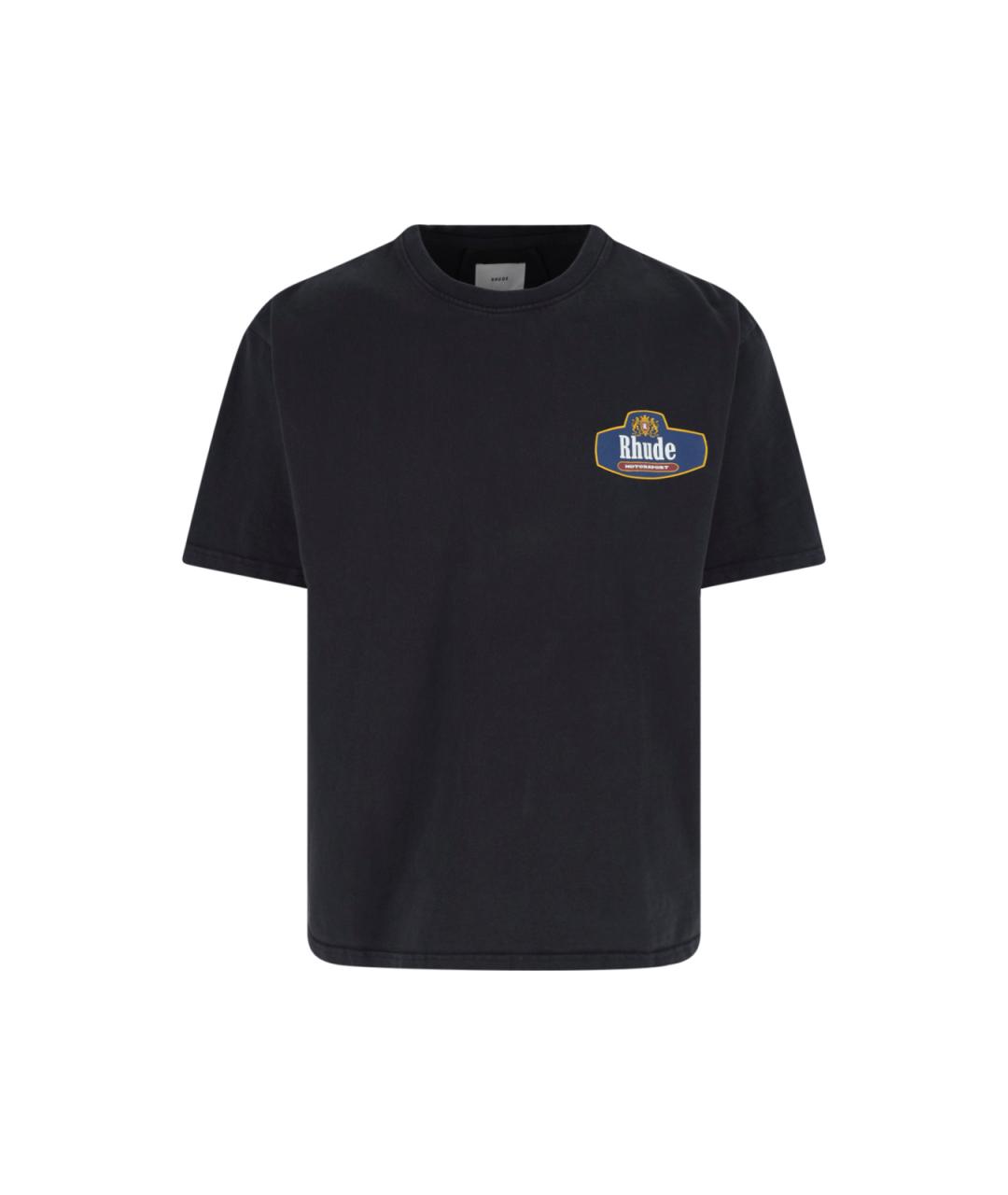RHUDE Черная хлопковая футболка, фото 1