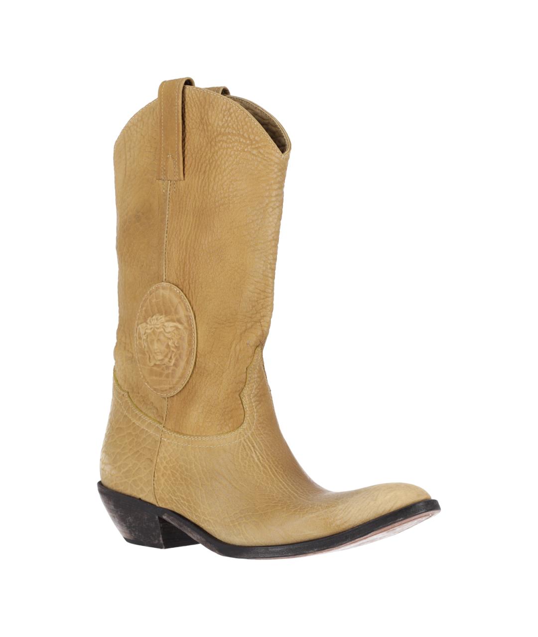 VERSACE Коричневые кожаные сапоги, фото 2