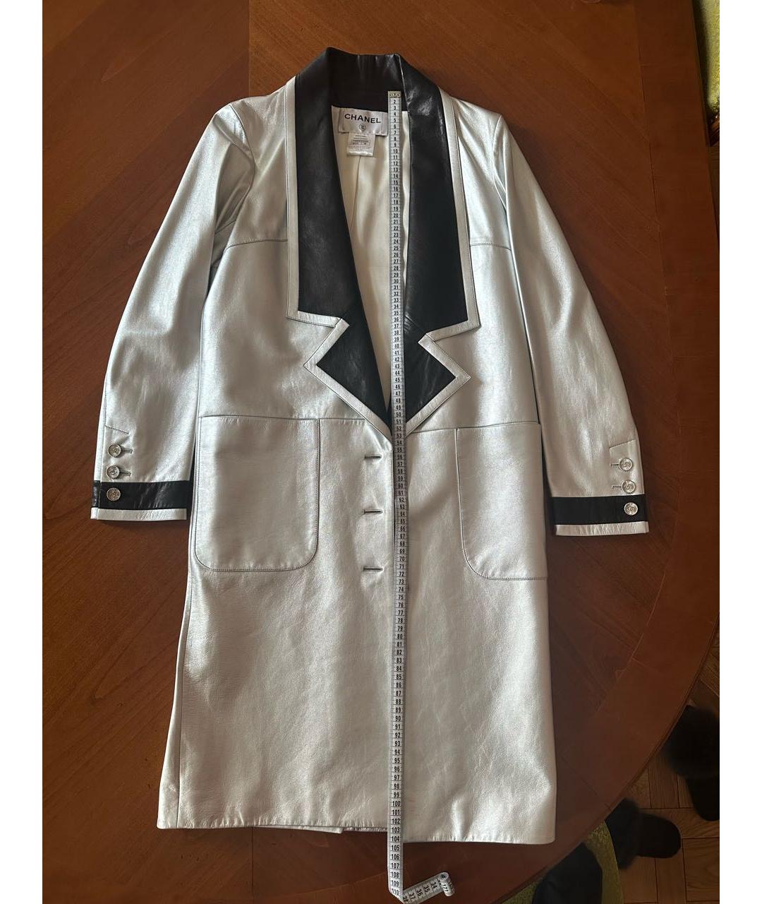 CHANEL Серебрянный кожаный тренч/плащ, фото 6