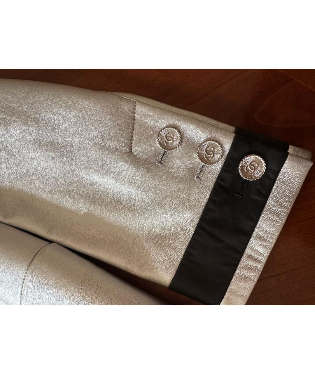 CHANEL Серебрянный кожаный тренч/плащ, фото 4