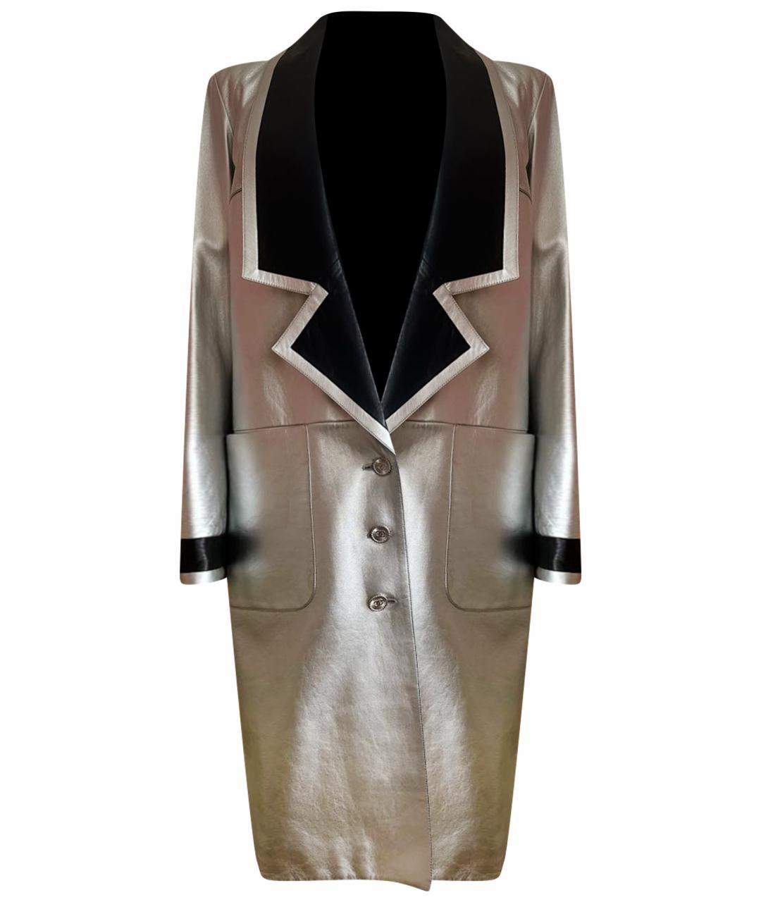 CHANEL Серебрянный кожаный тренч/плащ, фото 1