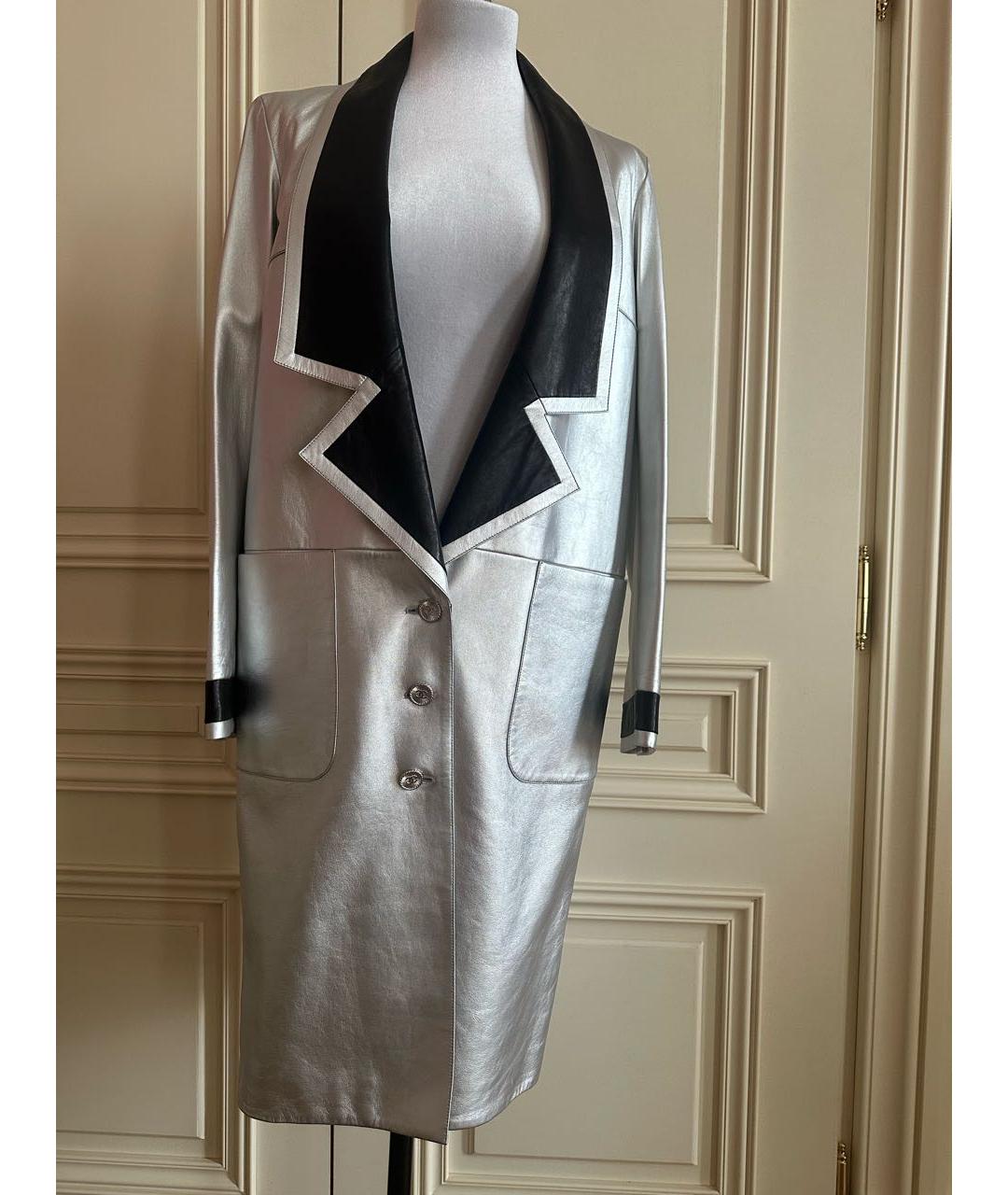 CHANEL Серебрянный кожаный тренч/плащ, фото 8