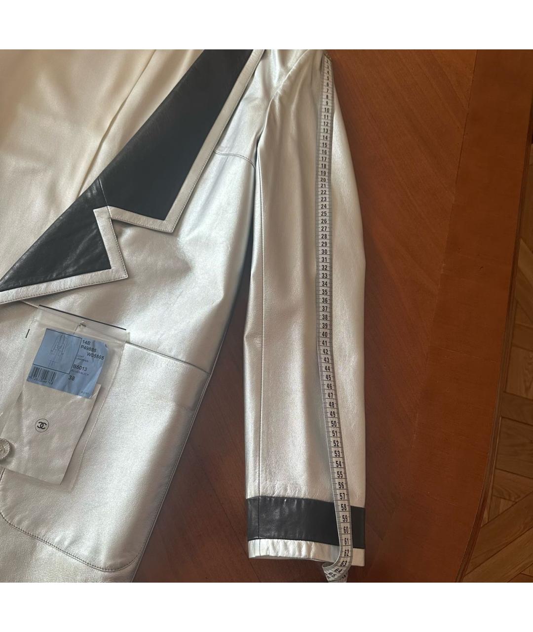 CHANEL Серебрянный кожаный тренч/плащ, фото 5