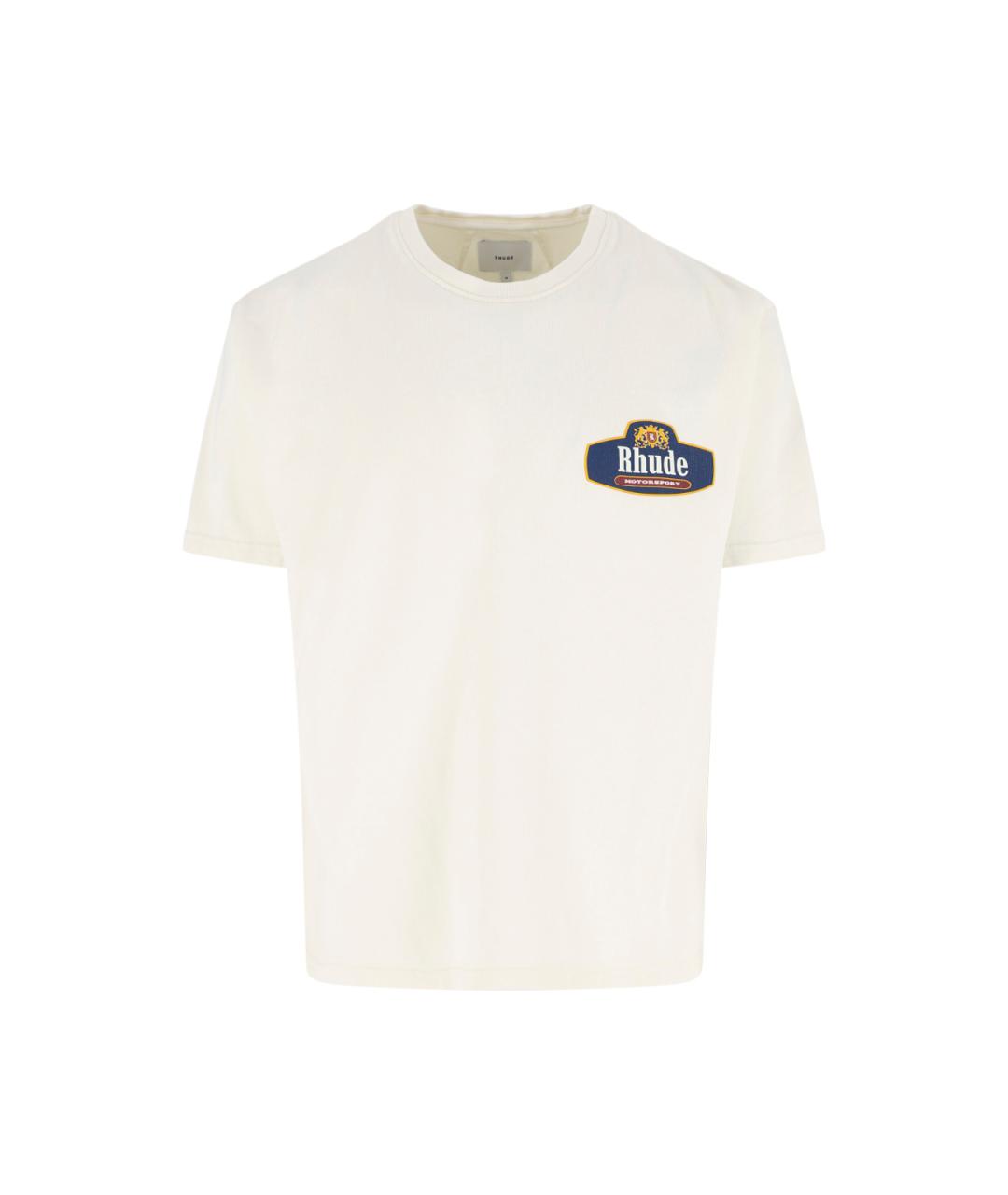 RHUDE Белая хлопковая футболка, фото 1