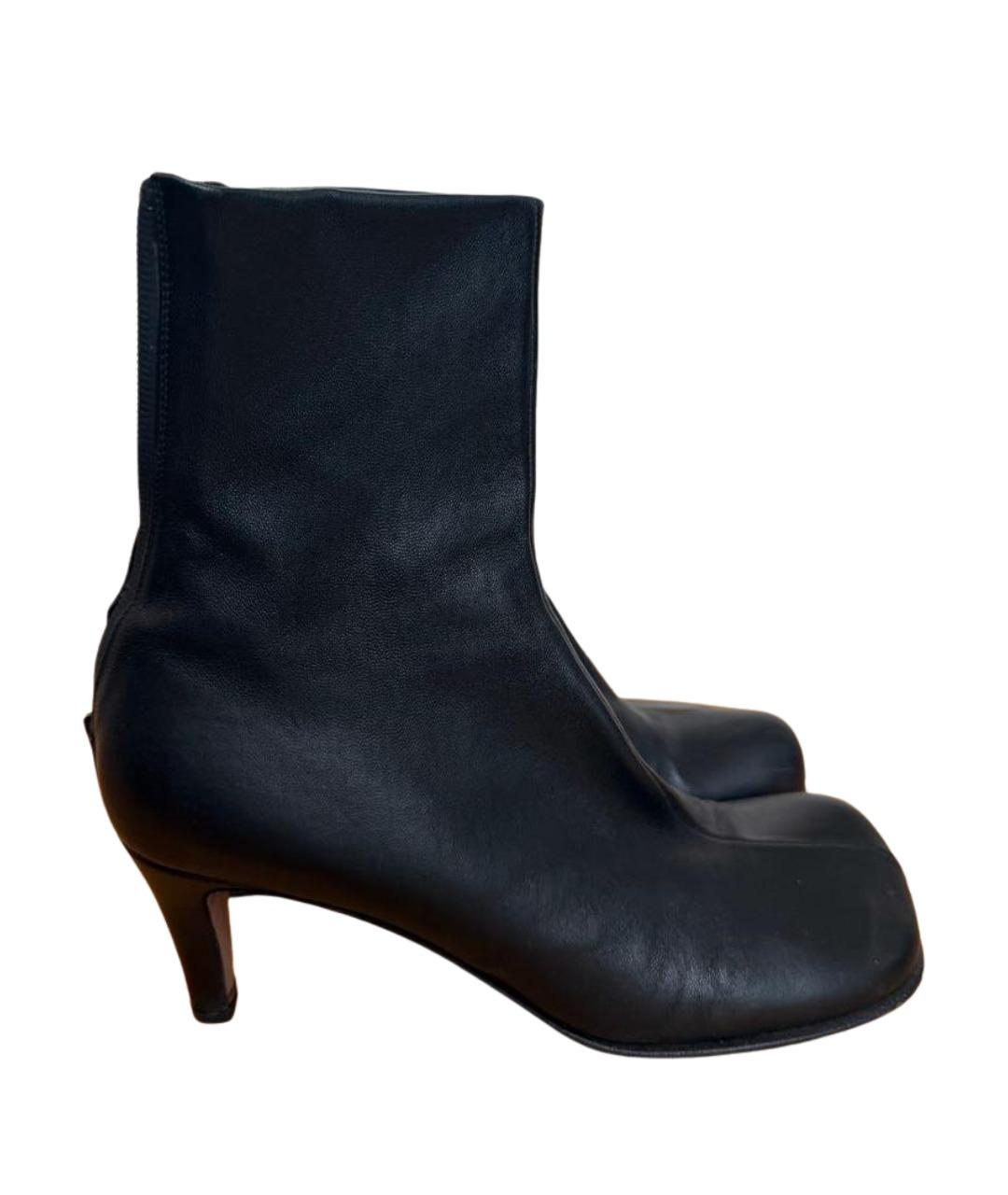 BOTTEGA VENETA Черные кожаные ботильоны, фото 1