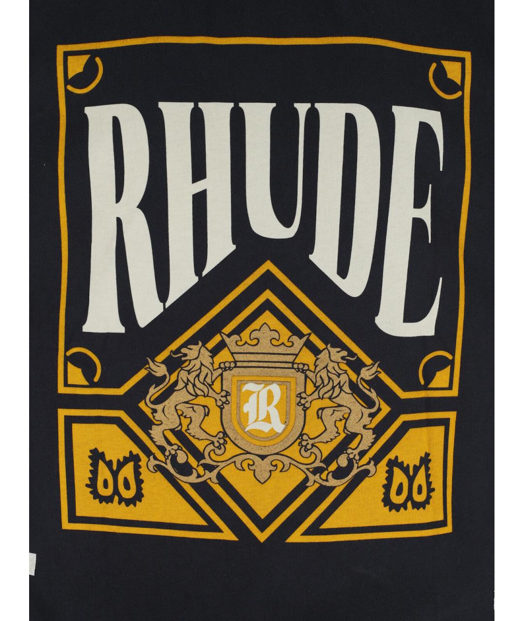 RHUDE Черная хлопковая футболка, фото 3