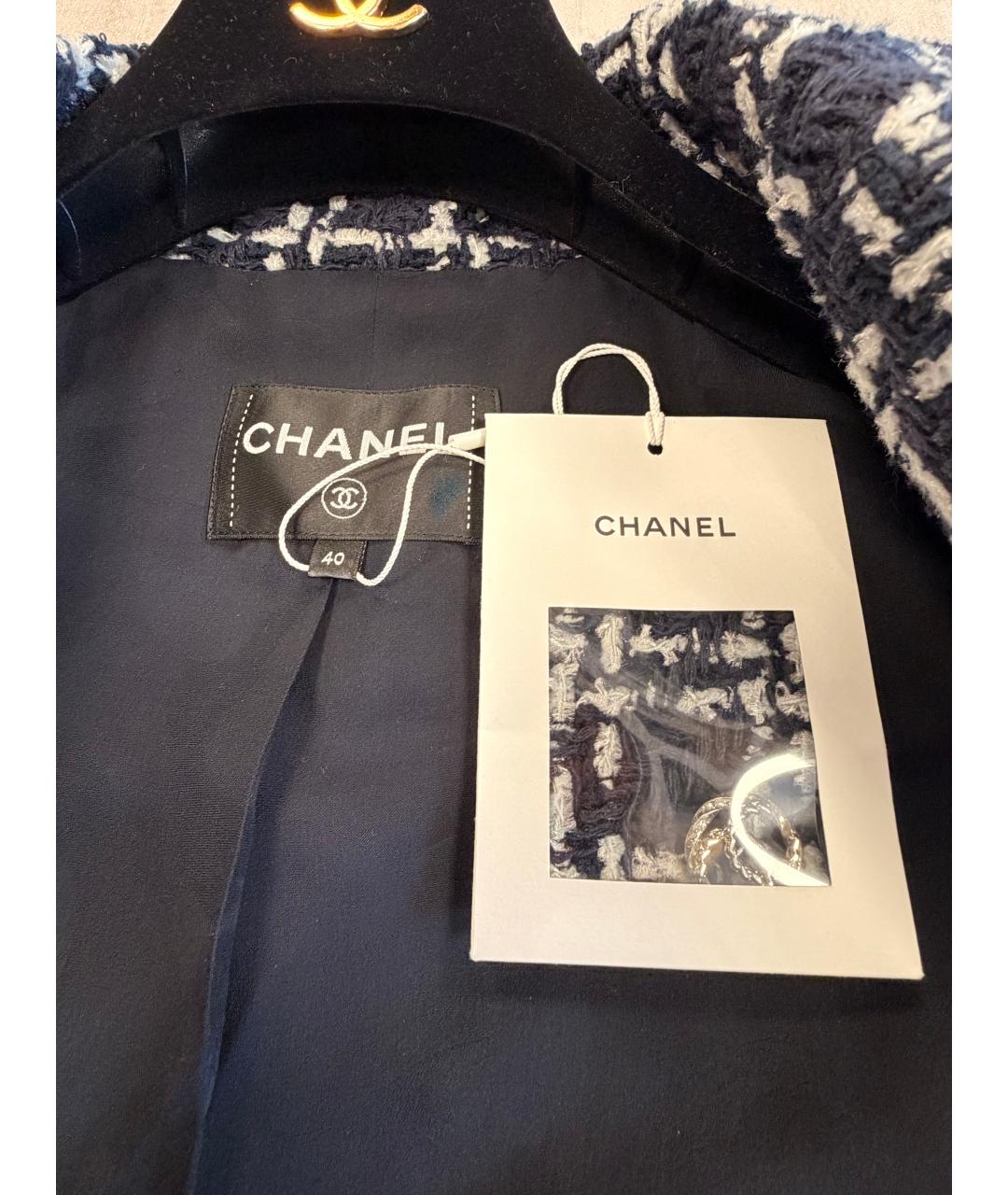 CHANEL Темно-синий шерстяной жакет/пиджак, фото 3