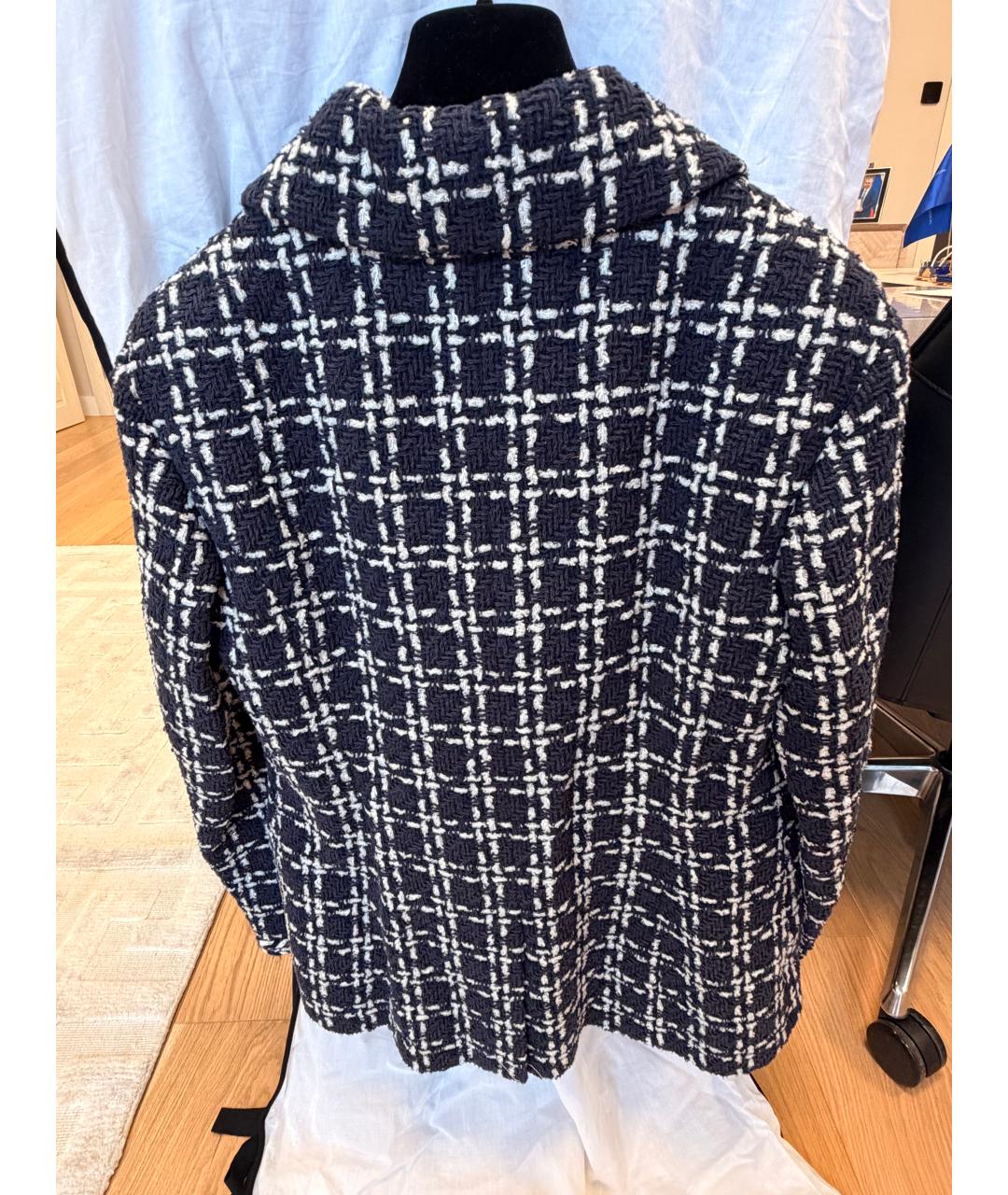 CHANEL Темно-синий шерстяной жакет/пиджак, фото 2