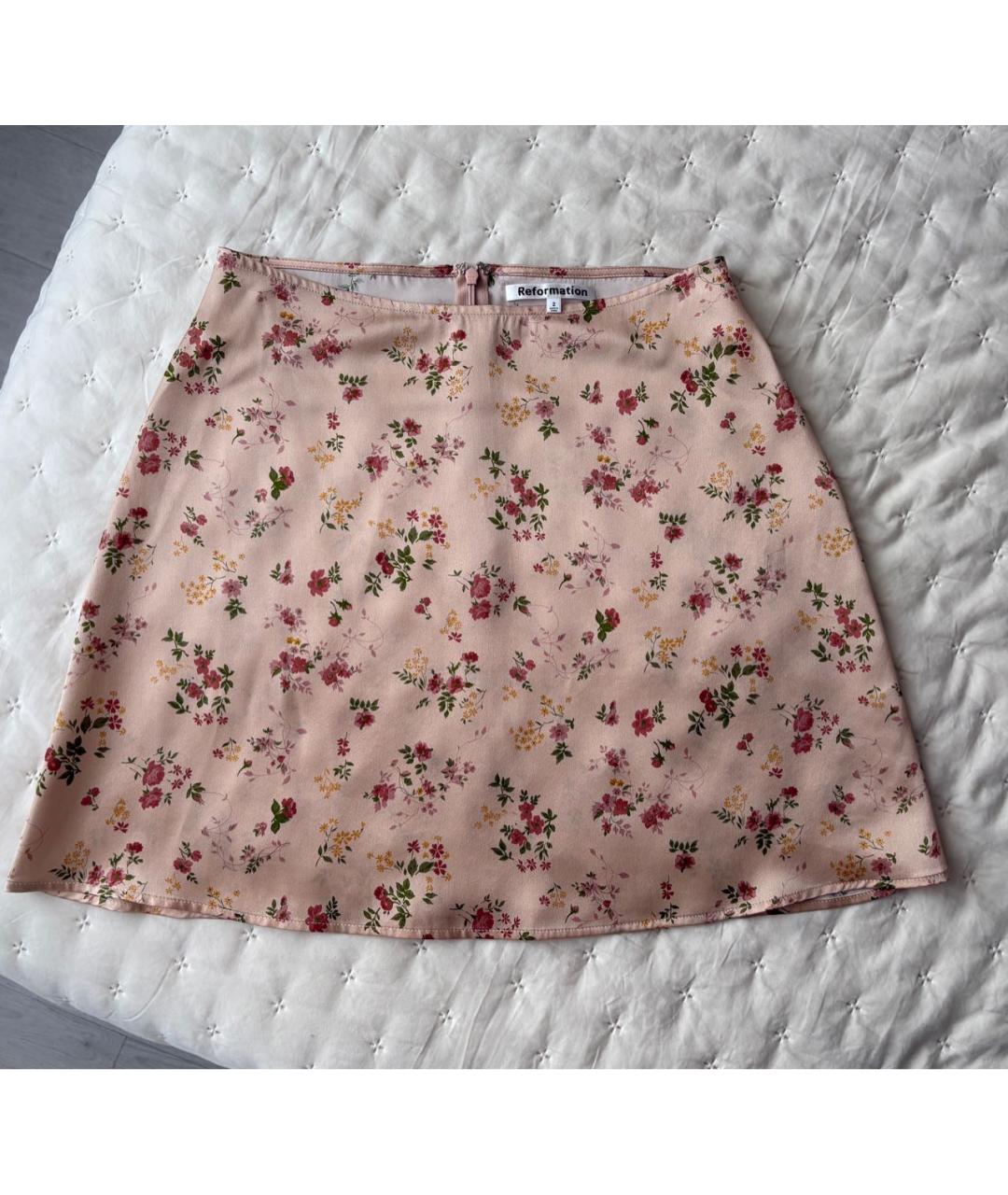 REFORMATION Мульти шелковая юбка мини, фото 2