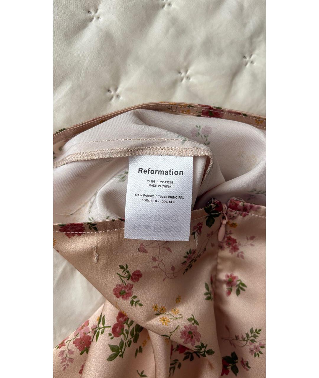 REFORMATION Мульти шелковая юбка мини, фото 5