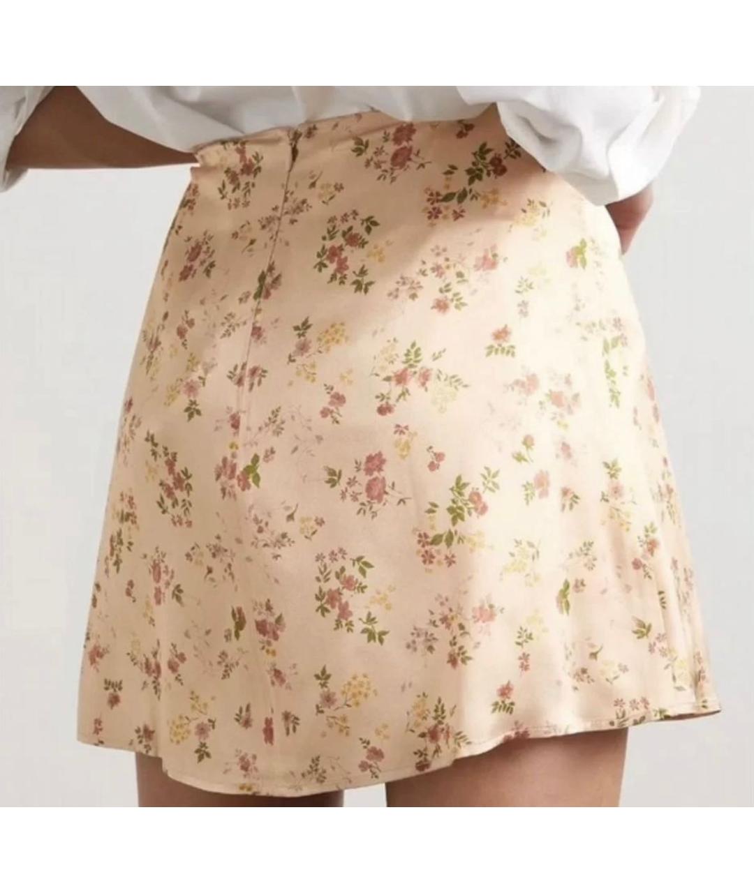 REFORMATION Мульти шелковая юбка мини, фото 7