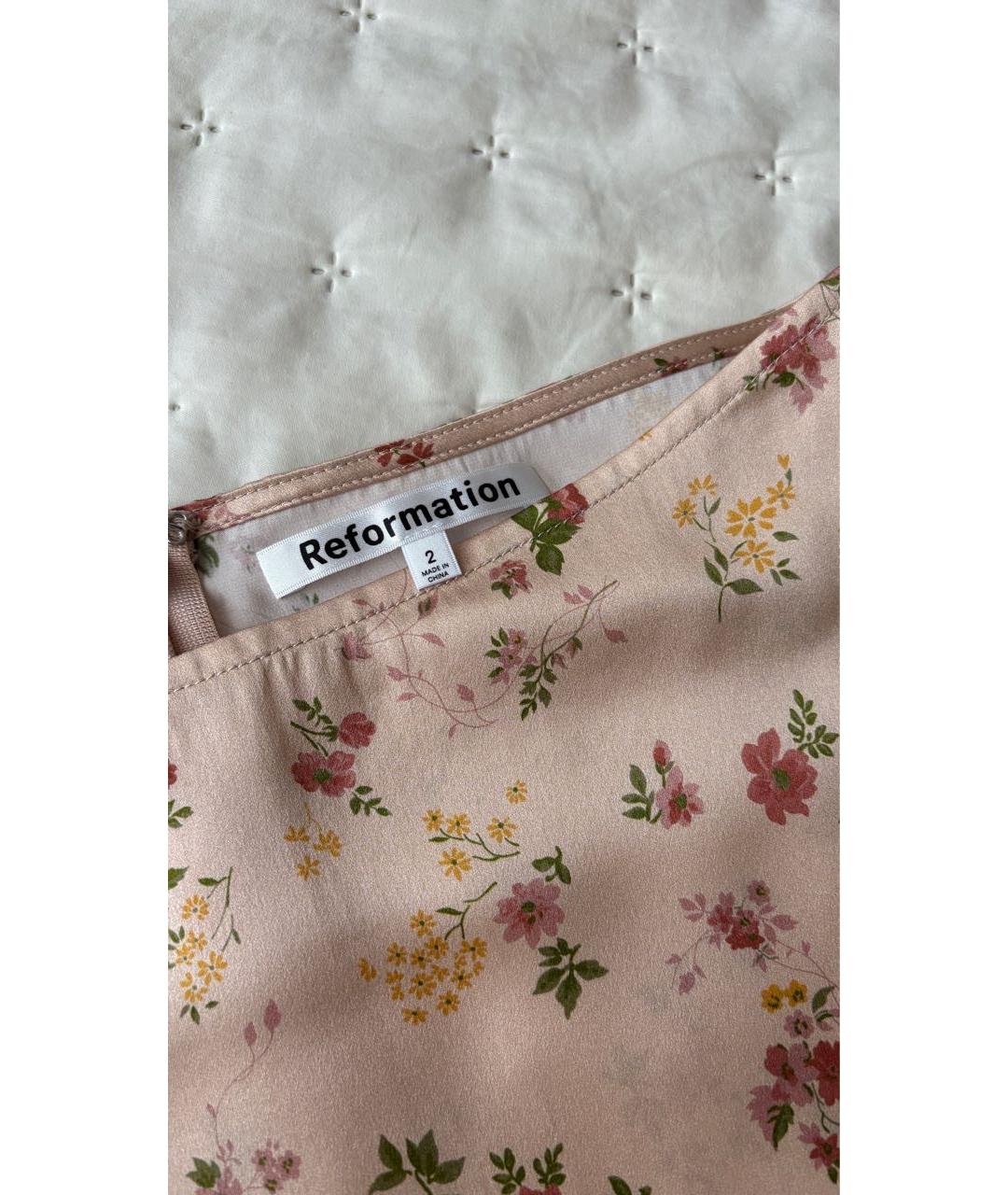 REFORMATION Мульти шелковая юбка мини, фото 4