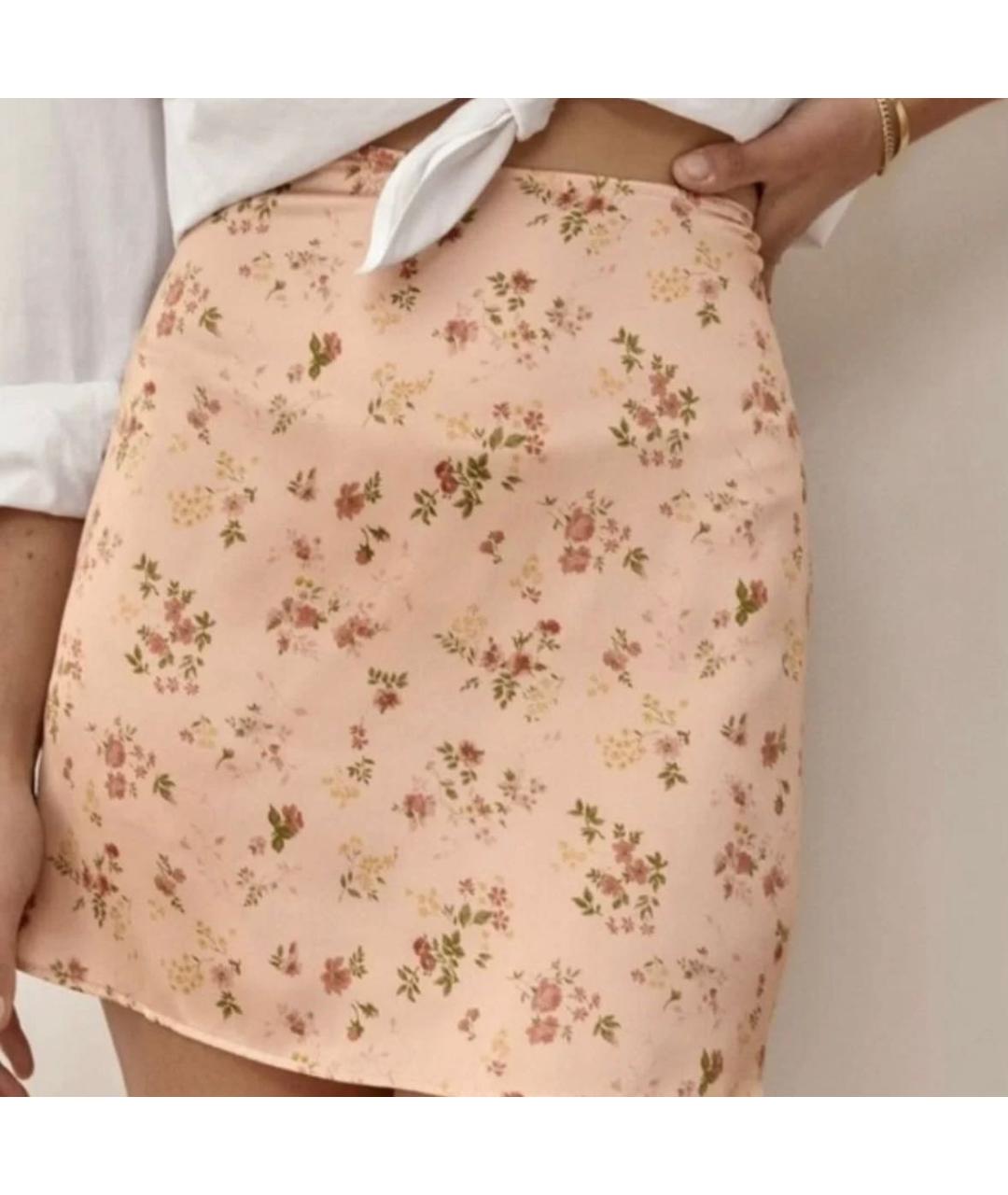 REFORMATION Мульти шелковая юбка мини, фото 6