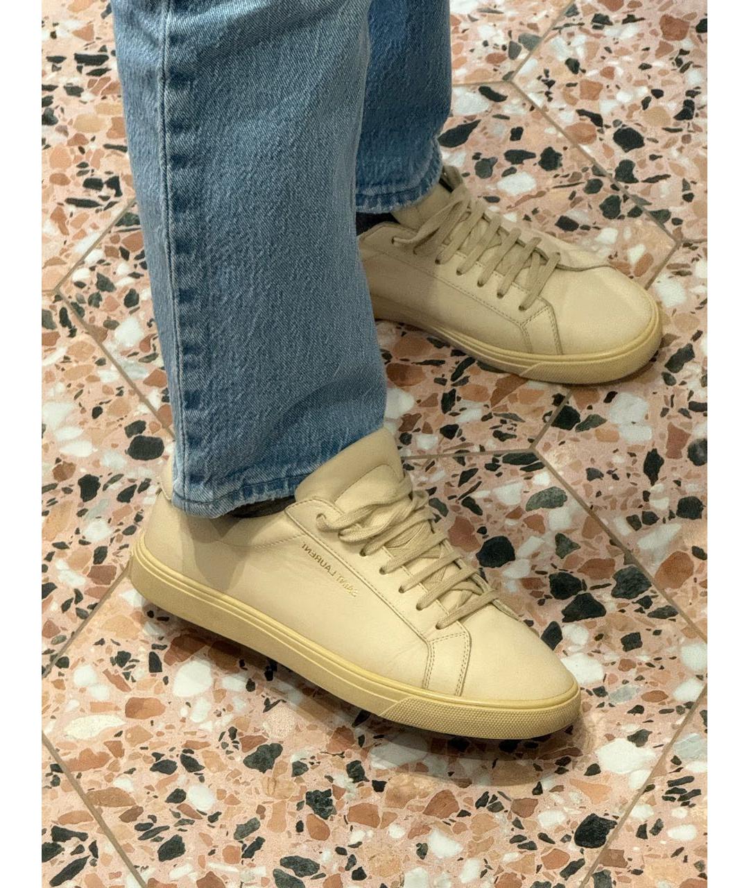 SAINT LAURENT Бежевые кожаные кеды, фото 5