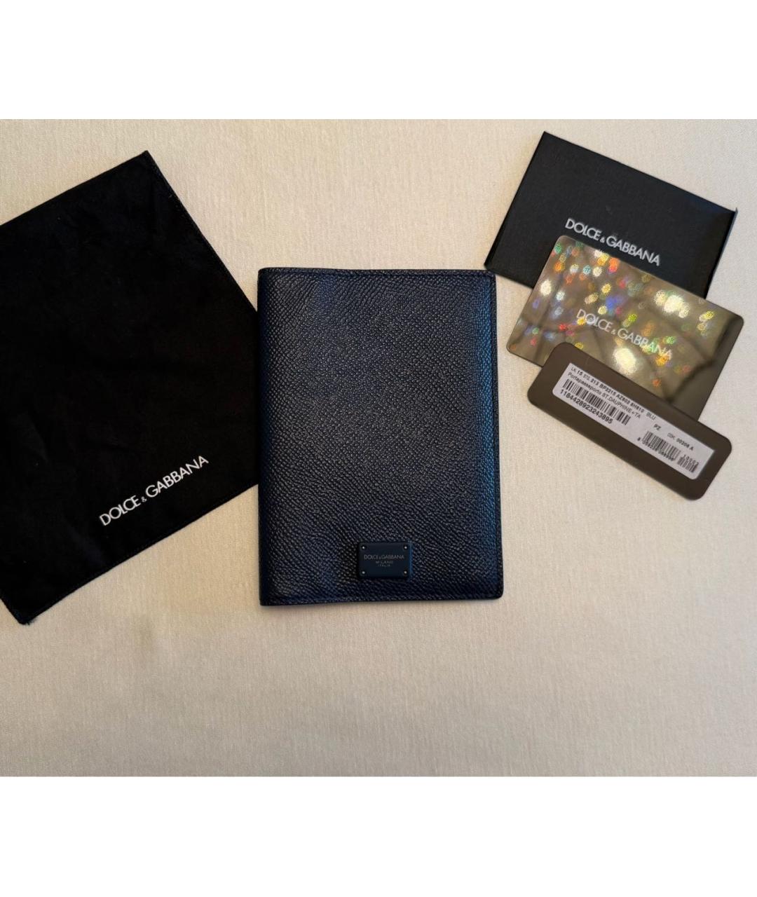 DOLCE&GABBANA Темно-синий кожаный кошелек, фото 2