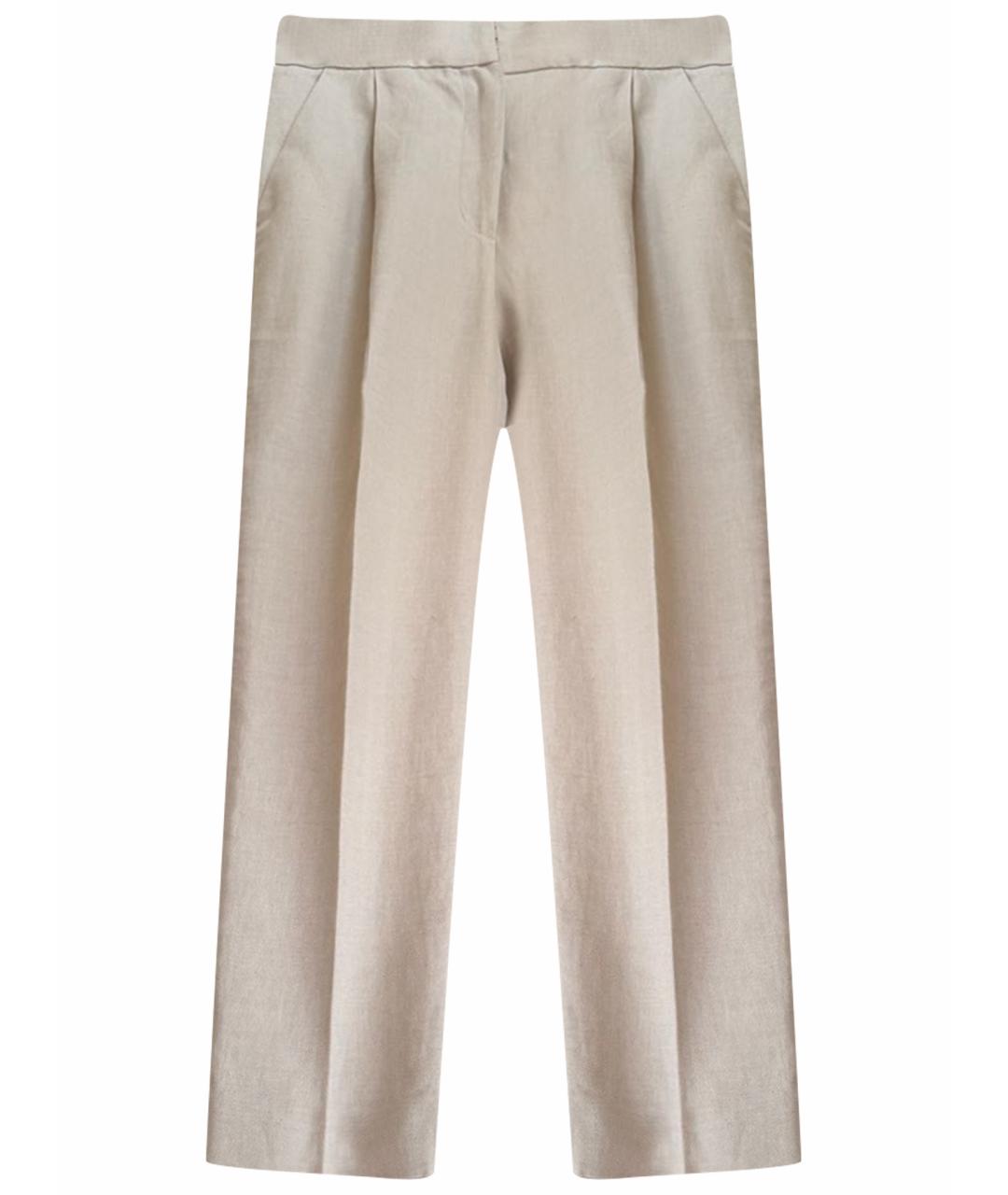 BRUNELLO CUCINELLI Бежевые хлопковые прямые брюки, фото 1