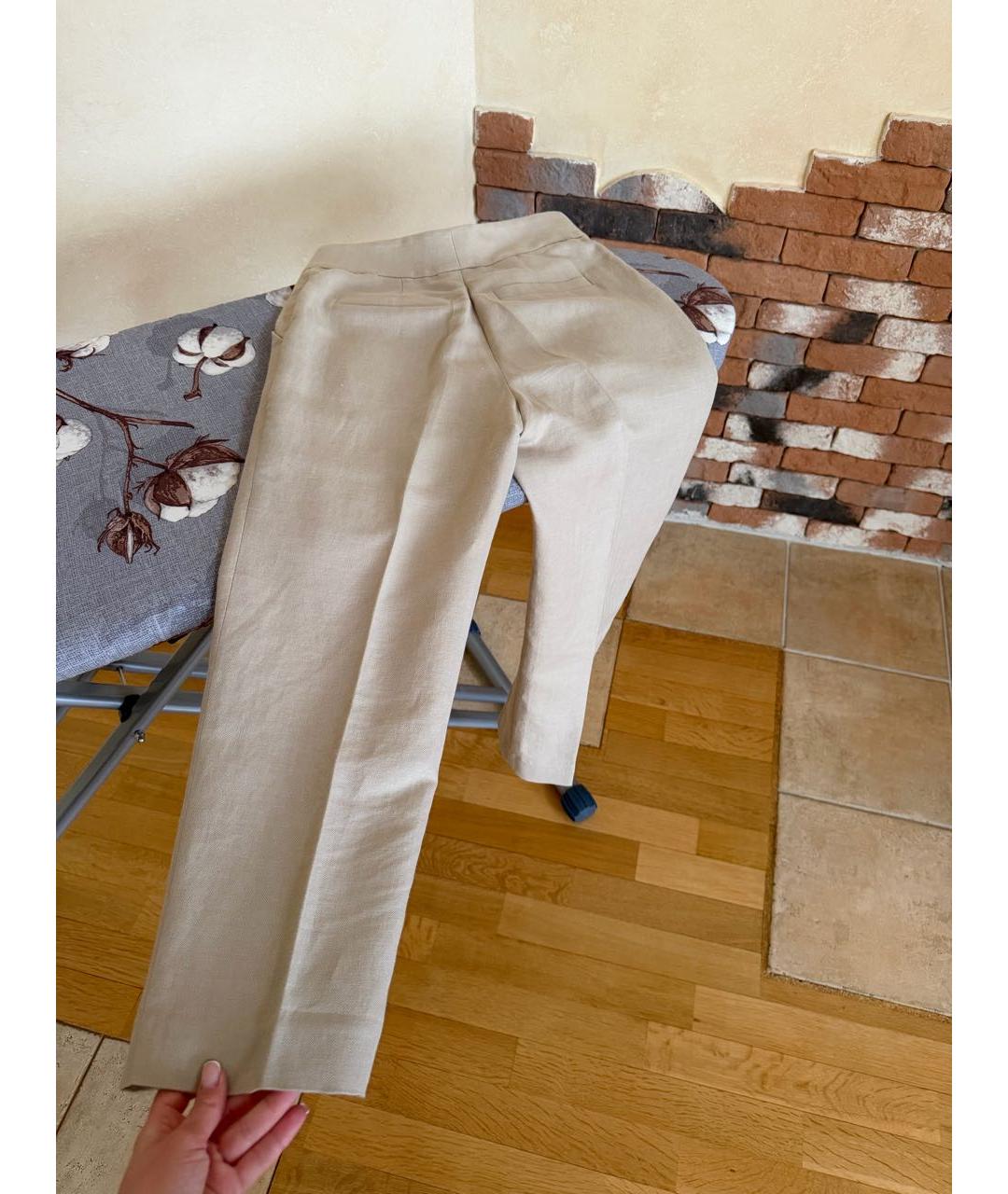 BRUNELLO CUCINELLI Бежевые хлопковые прямые брюки, фото 6