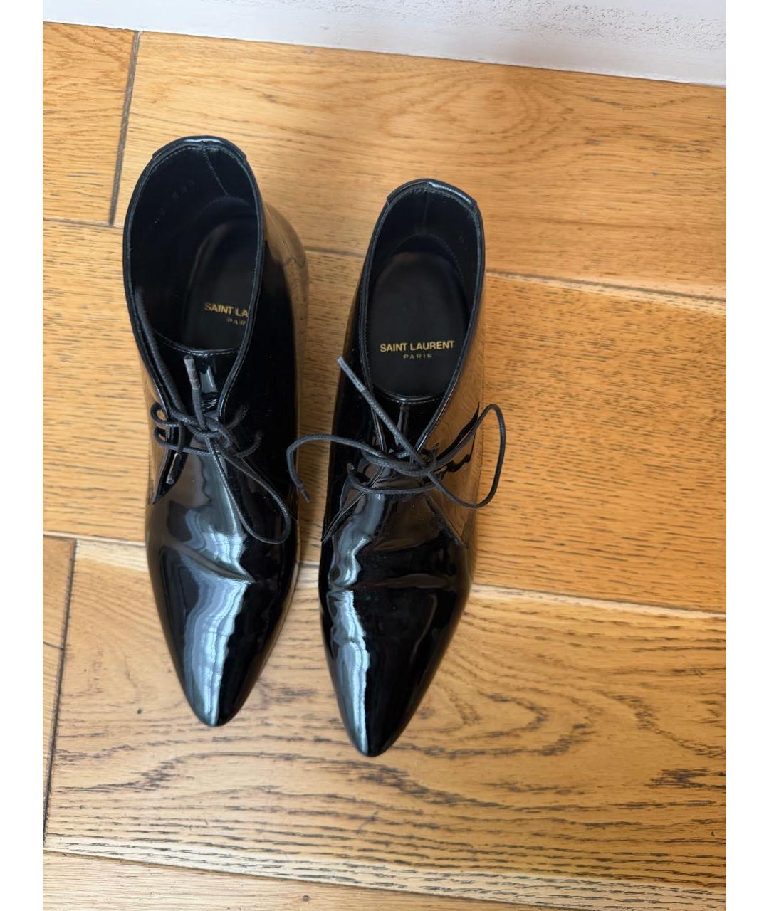 SAINT LAURENT Черные ботинки из лакированной кожи, фото 3
