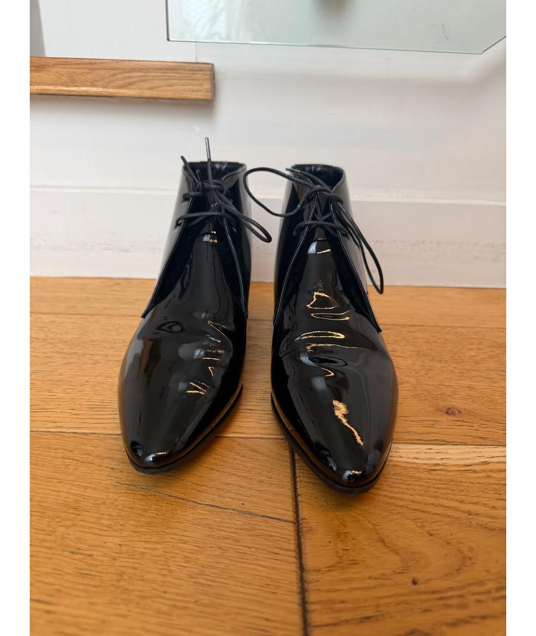 SAINT LAURENT Черные ботинки из лакированной кожи, фото 2