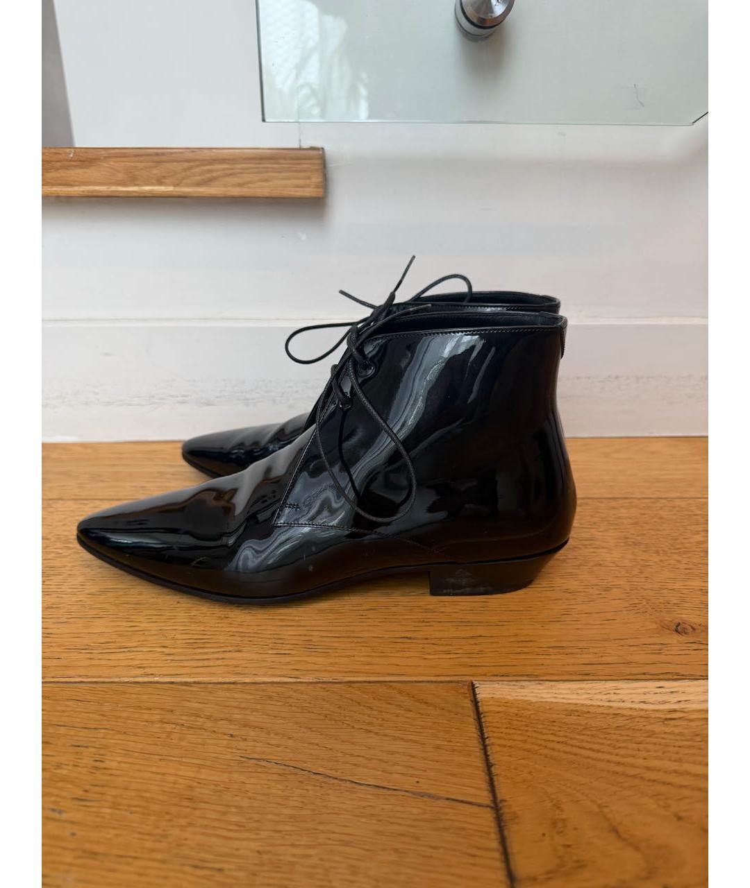 SAINT LAURENT Черные ботинки из лакированной кожи, фото 8