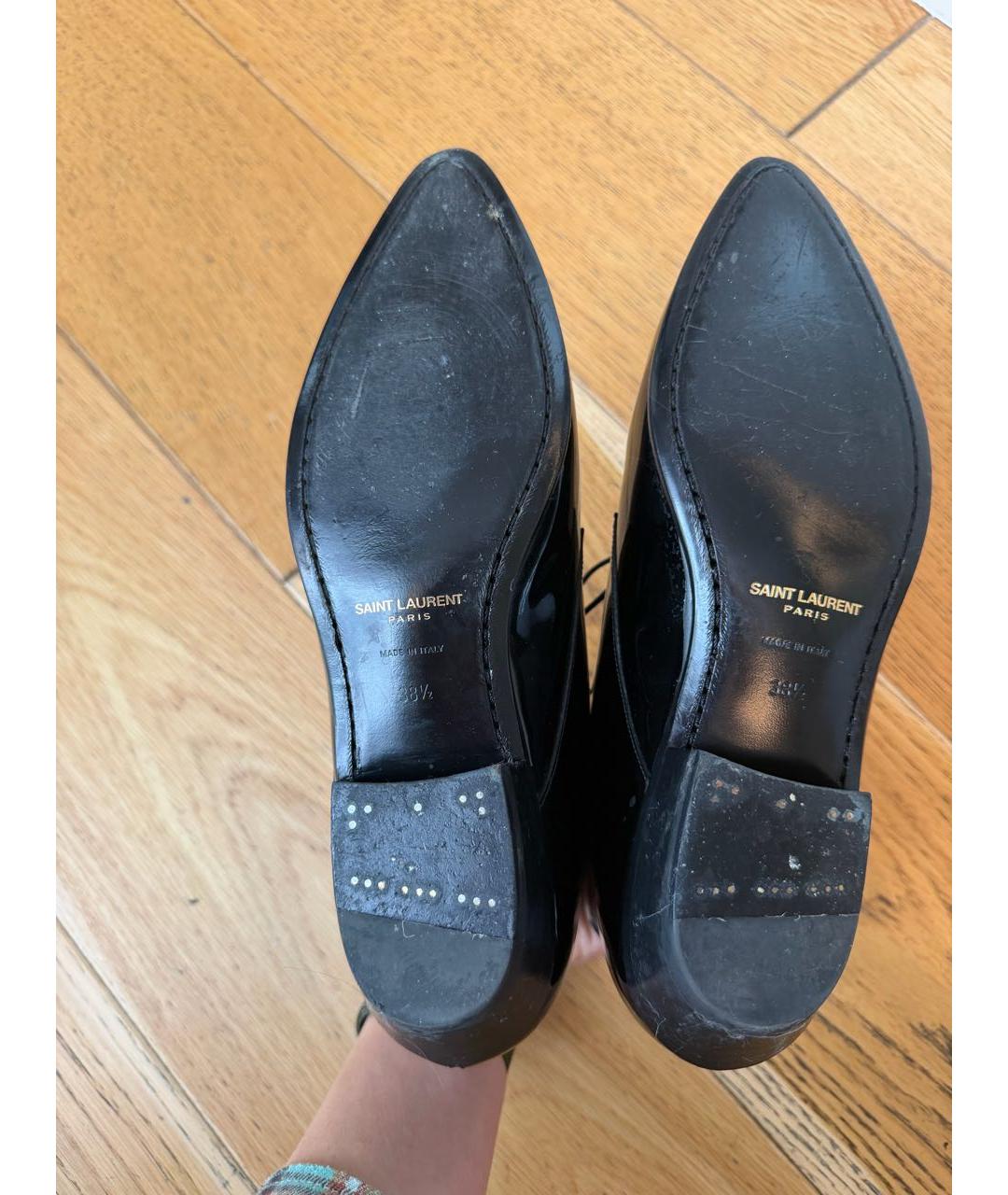 SAINT LAURENT Черные ботинки из лакированной кожи, фото 5