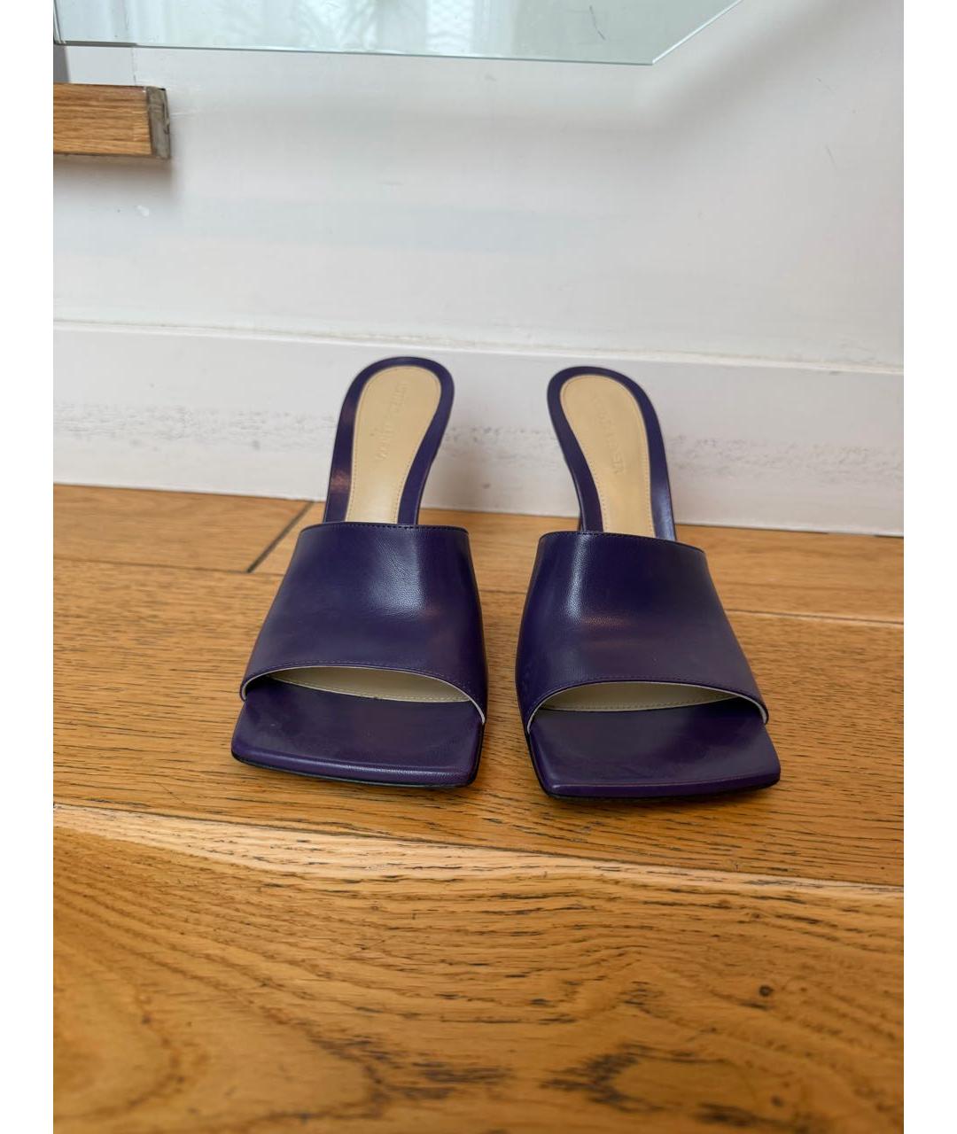 BOTTEGA VENETA Фиолетовые кожаные шлепанцы, фото 2