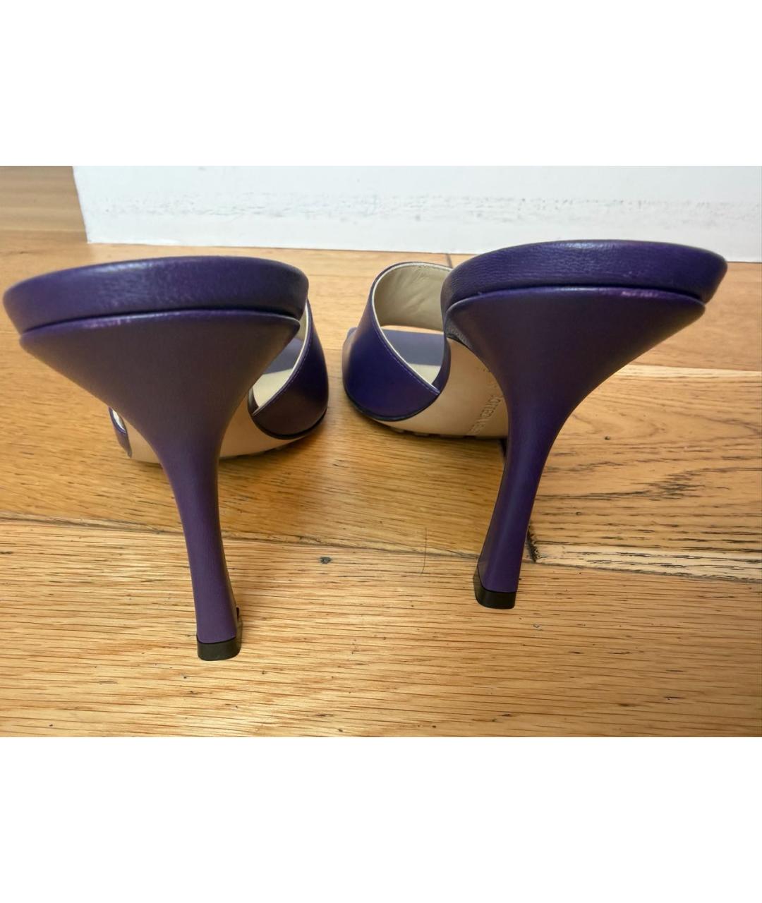 BOTTEGA VENETA Фиолетовые кожаные шлепанцы, фото 4