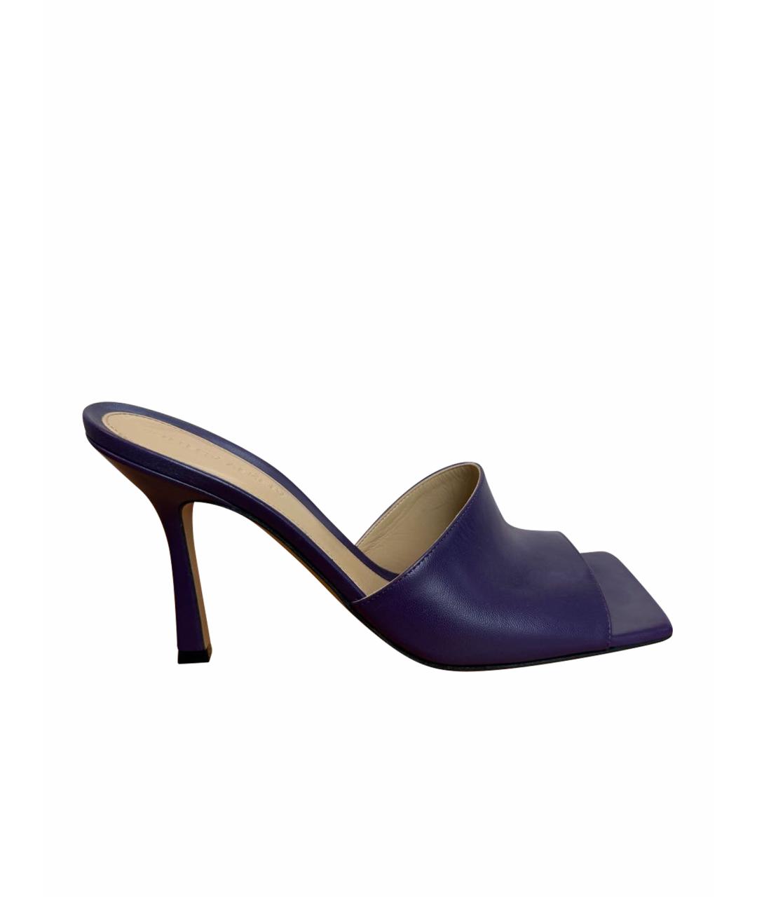 BOTTEGA VENETA Фиолетовые кожаные шлепанцы, фото 1